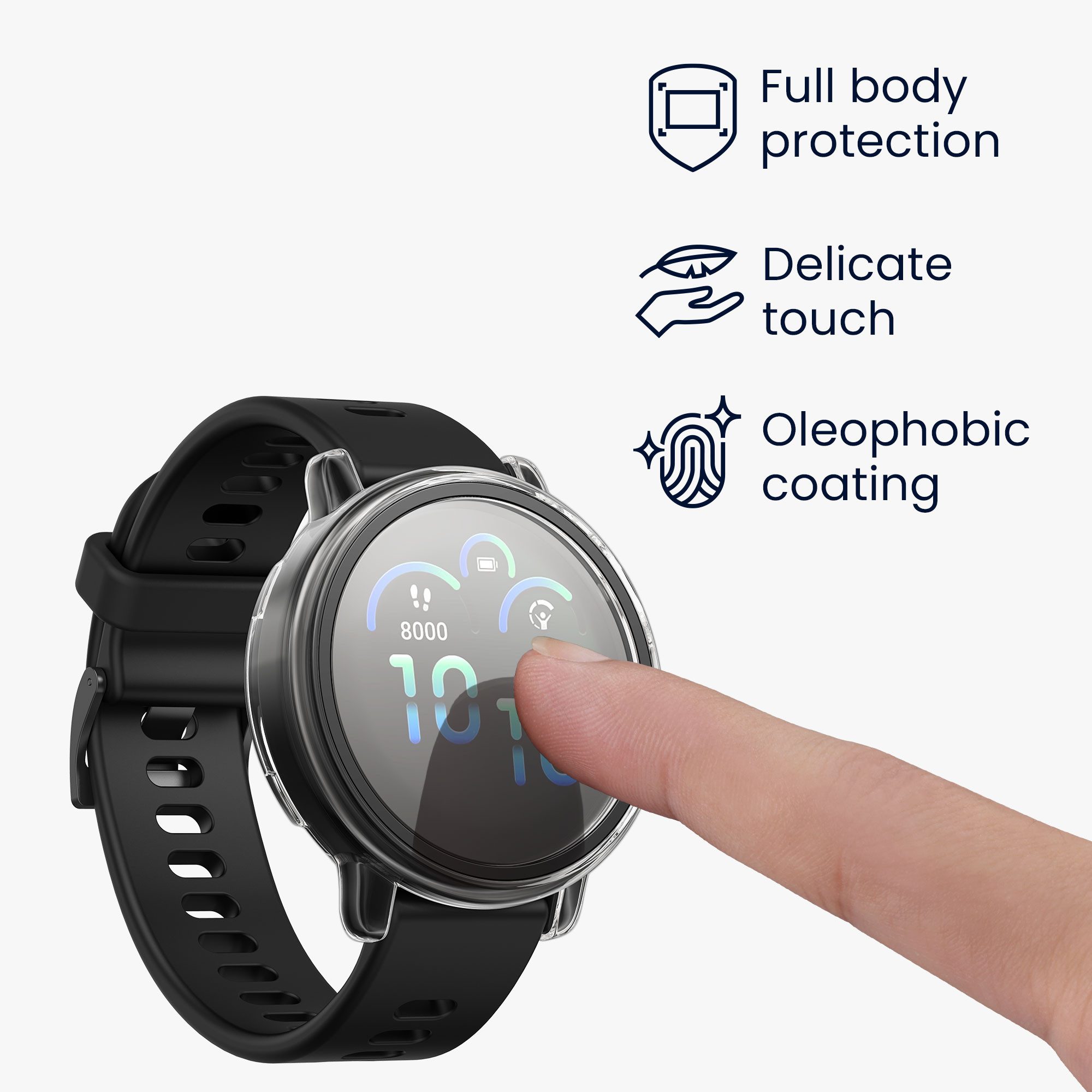 kwmobile 2x Glas Hülle für Garmin vivoactive 6 (42mm) / Active 6 Smartwatch, 2-tlg., Schutzhülle Fullbody Fitnesstracker Case Set aus Glas