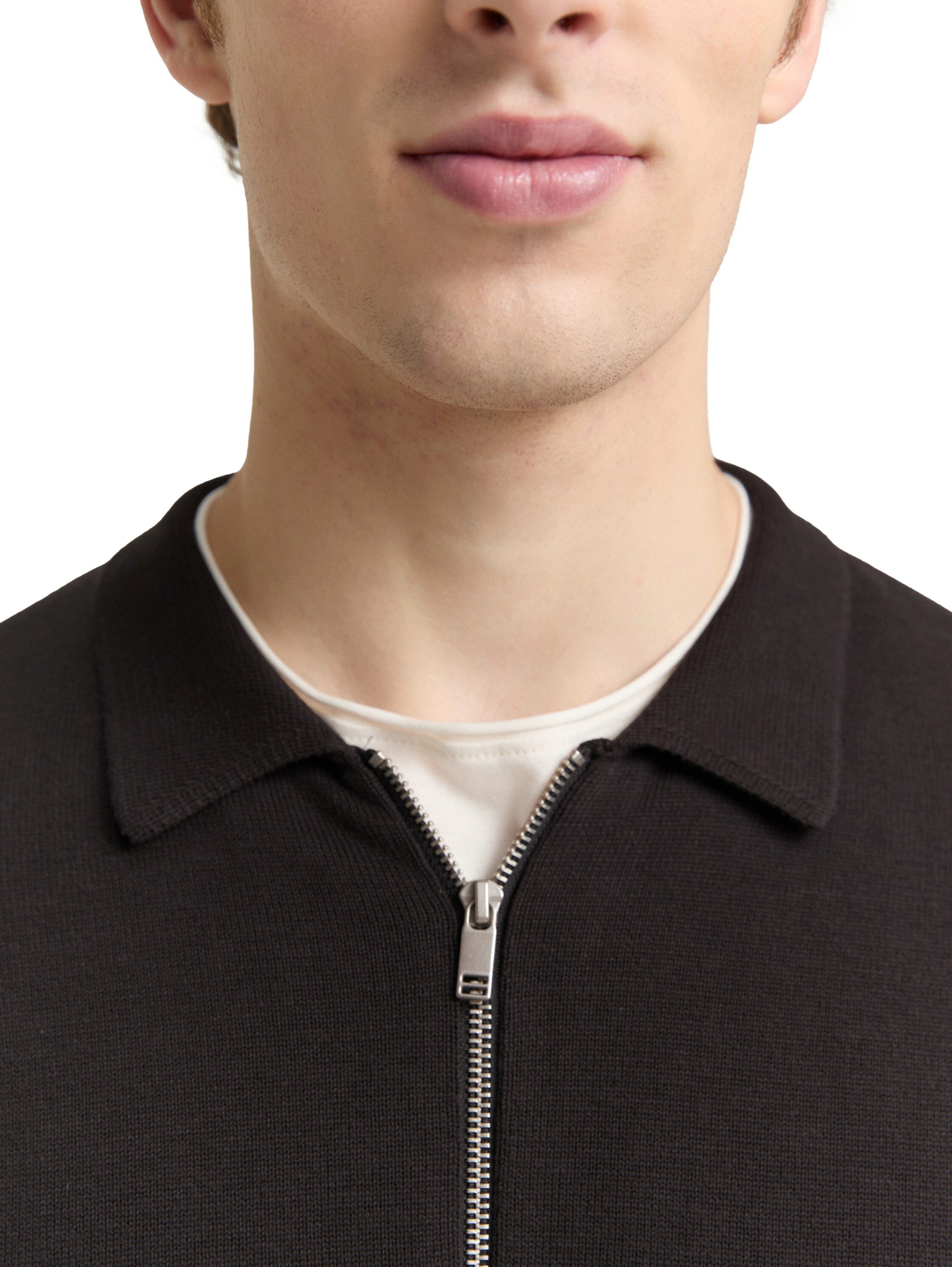 TOM TAILOR Denim Strickpullover mit Reißverschluss