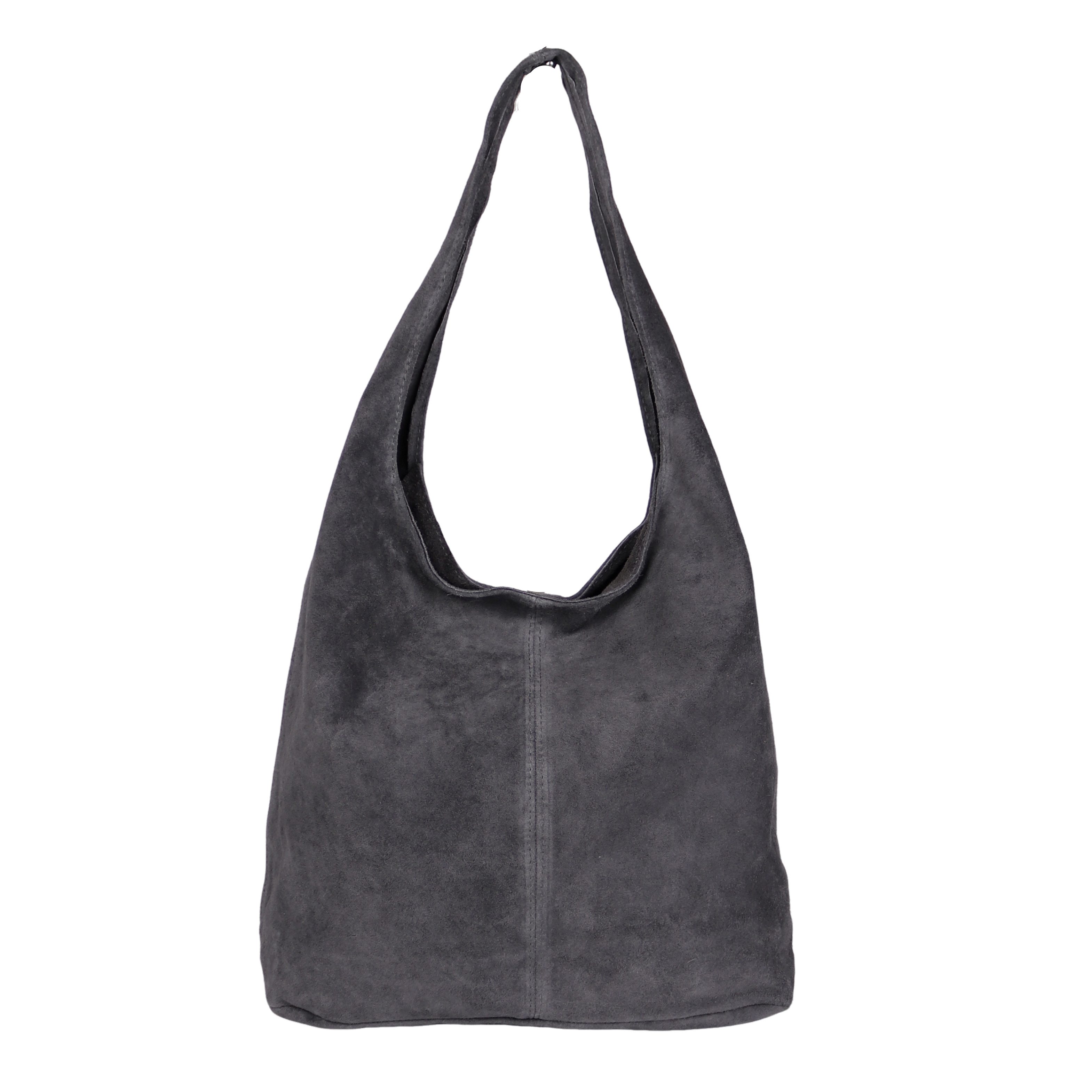 MIRROSI Beuteltasche Damen aus Wildleder, Made in Italy, Shopper Tasche (ca.33x32x16cm)