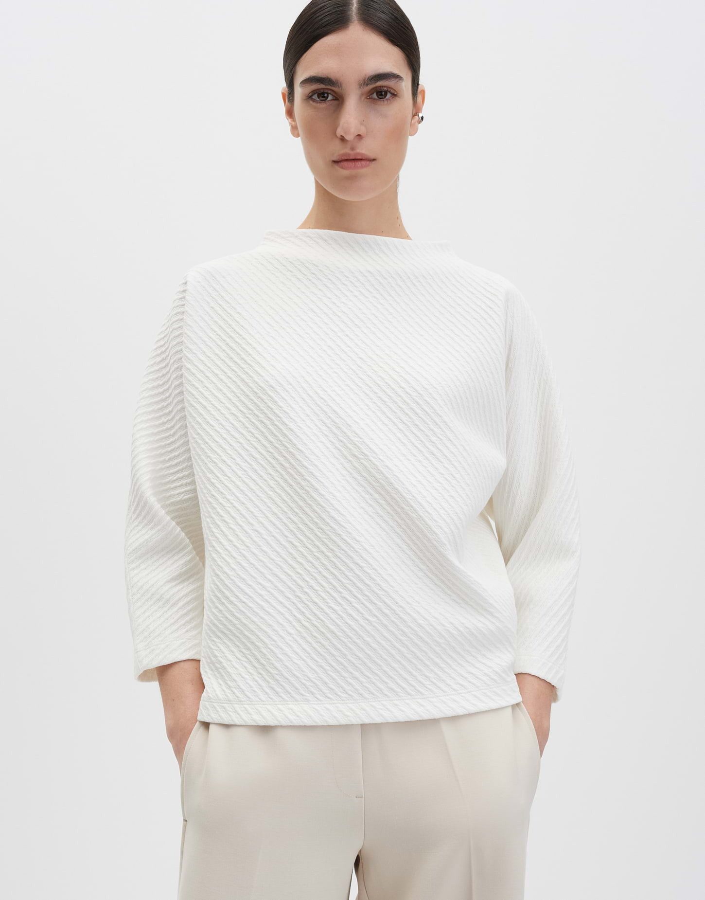 someday Sweatshirt ULIRA Regular aus BCI Cotton Mix schmal zulaufend, 3-dimensionale Struktur, Fledermausärmel