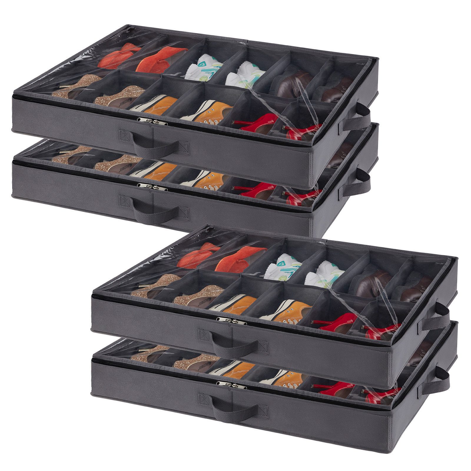 Lifewit Unterbettkommode 2 Stück Unterbettkommode für Schuhe, Faltbare Schuhorganizer, 12 Paar (4 St)