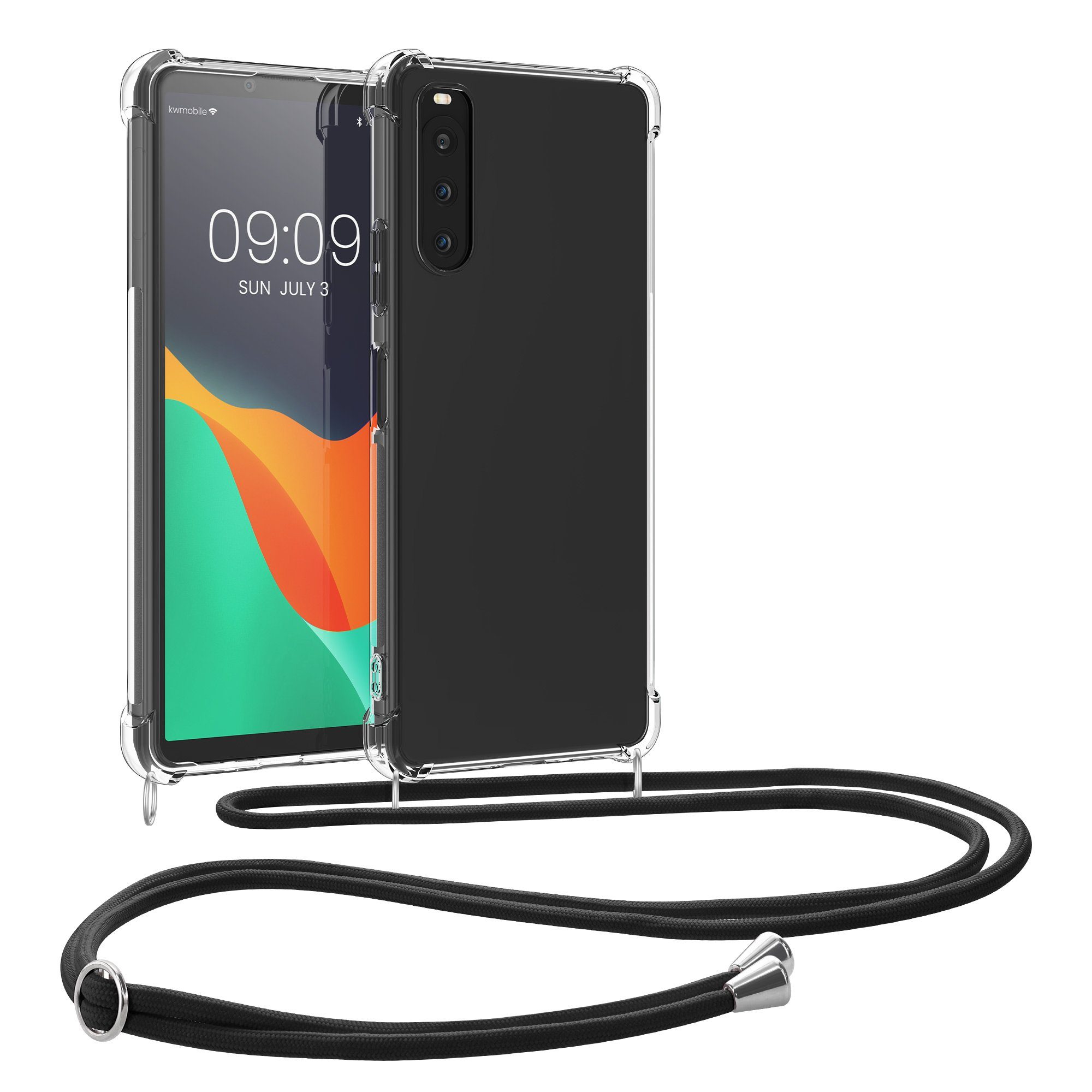 kwmobile Etui Necklace Case für Sony Xperia 10 V, Hülle Silikon mit Handykette - Band Handyhülle
