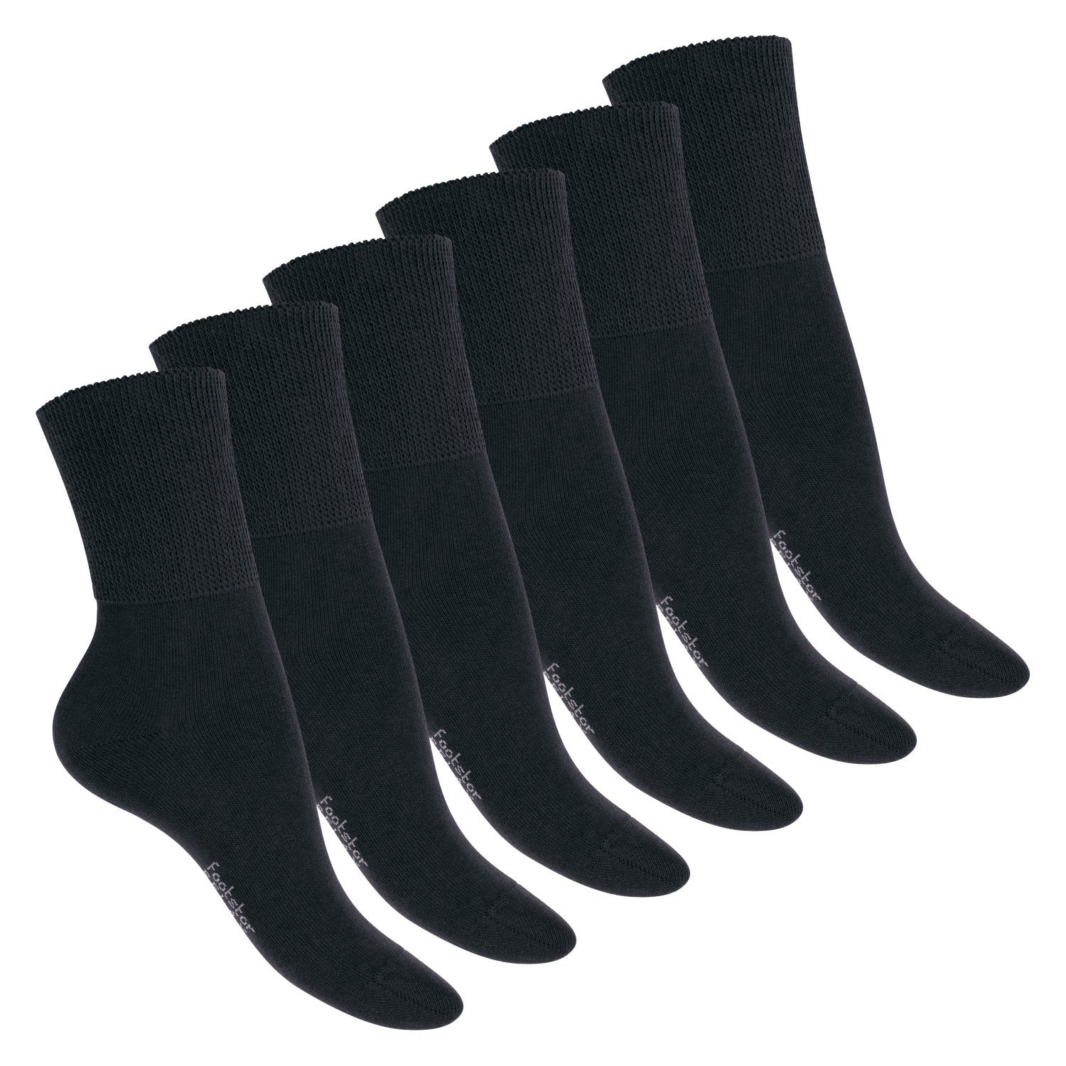 Footstar Gesundheitssocken Gesundheits Diabetiker Socken für Damen & Herren (6 Paar) Schwarz