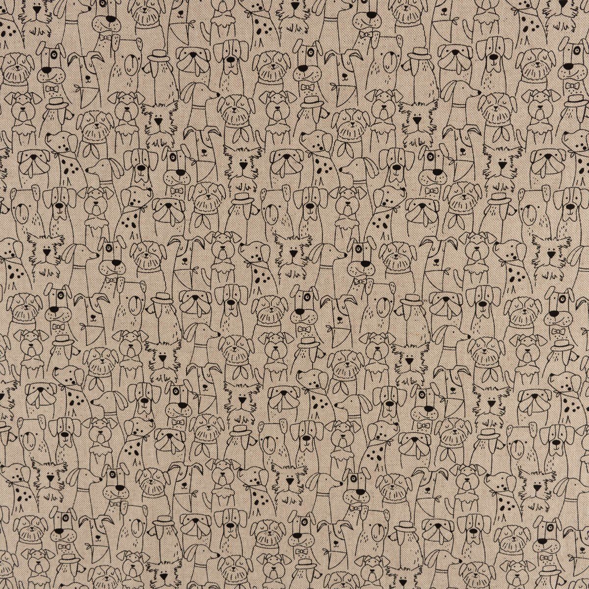 SCHÖNER LEBEN. Tischläufer Tischläufer Leinenlook Dog Cartoon Line Hunde natur schwarz 40x160cm
