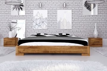 byoak Bett VENTO-E 160 x 200 aus Massivholz, ohne Kopfteil, Naturgeölt