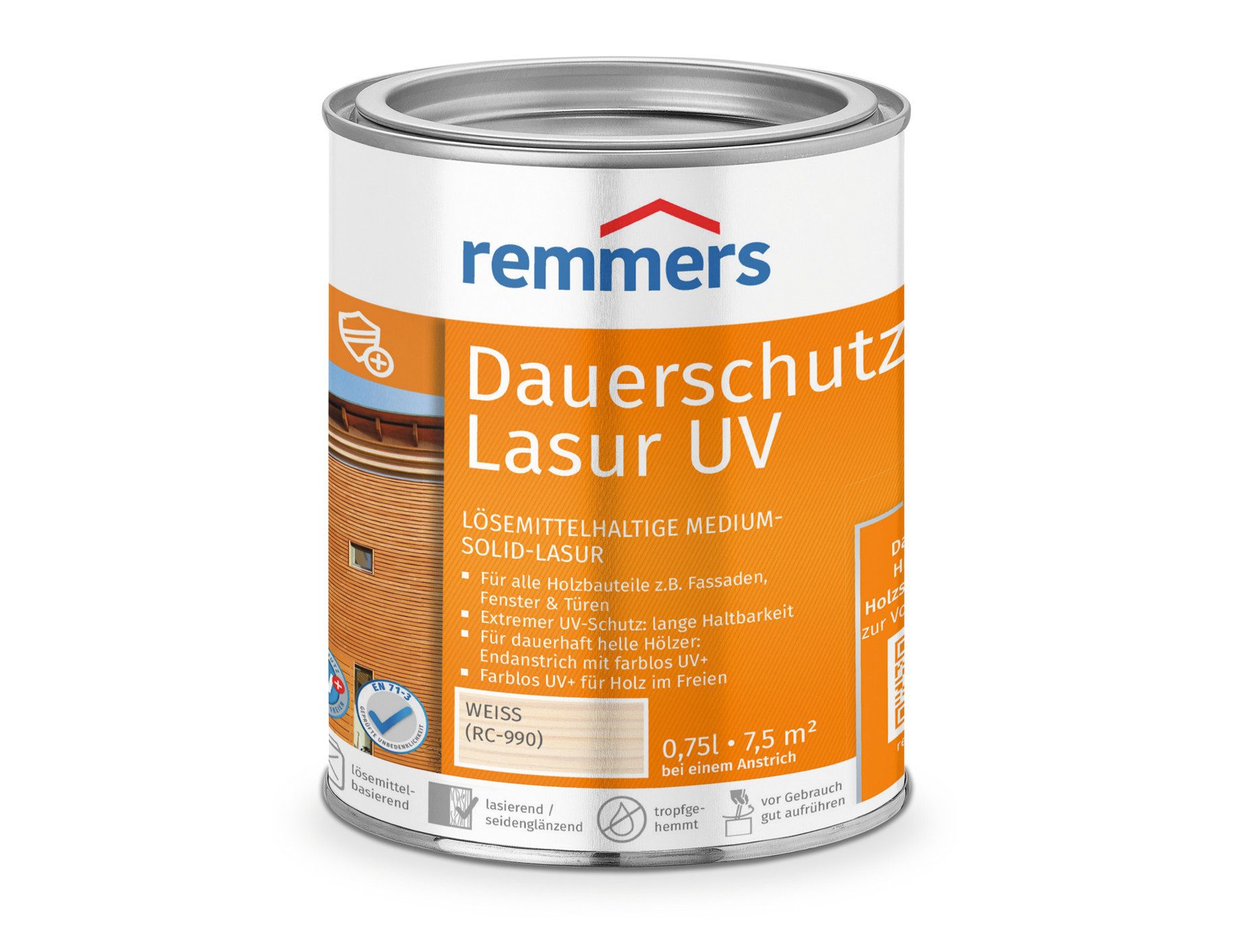 Remmers Holzschutzlasur Dauerschutz-Lasur UV ebenholz 0,75 Liter