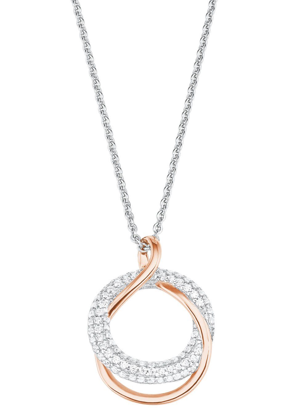 Amor Kette mit Anhänger Kreis in Kreis, mit Zirkonia (synth)