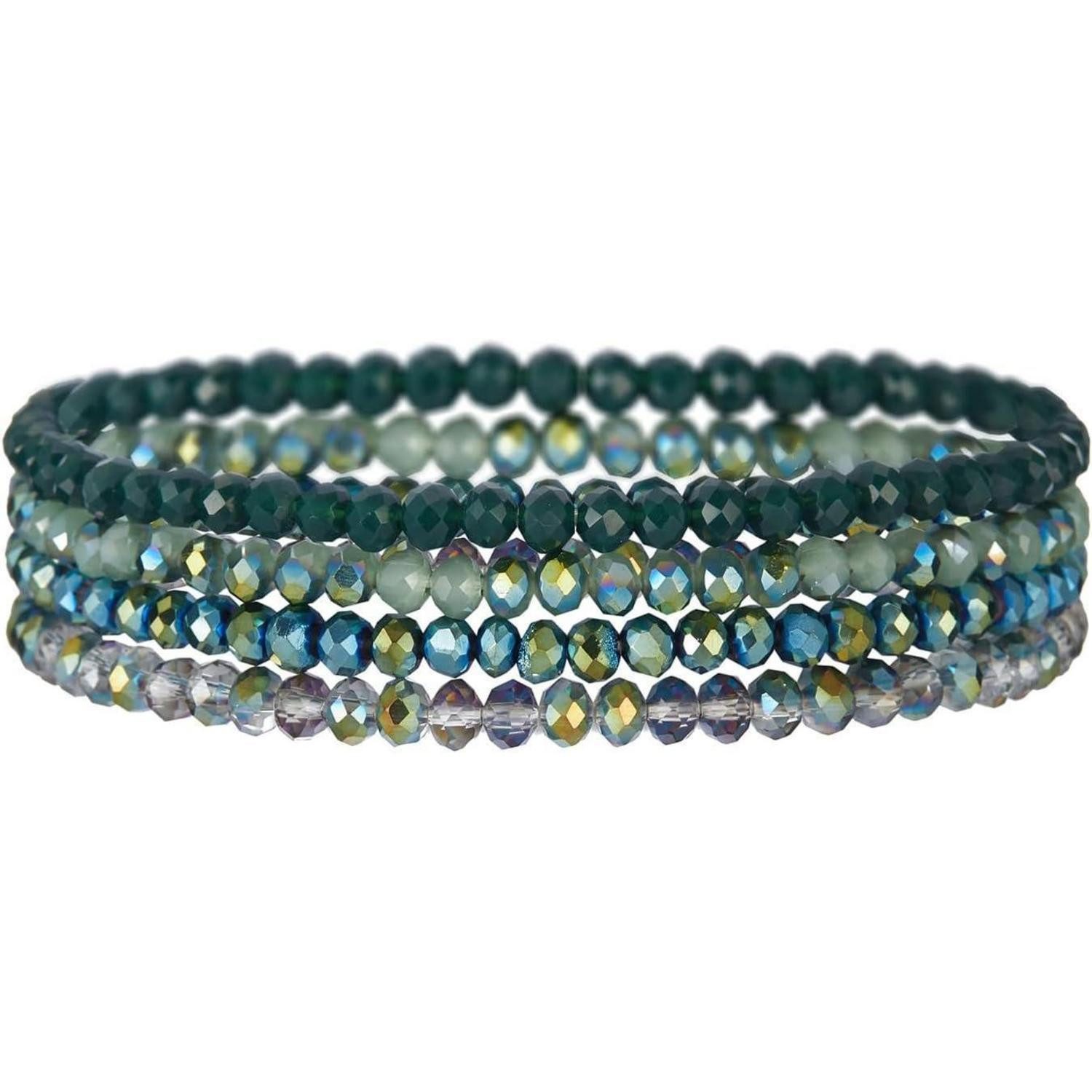 LuxusKollektion Perlenarmband Set Armband Damen Kristall Perlen Mehrschichtig Boho Schwarz grün