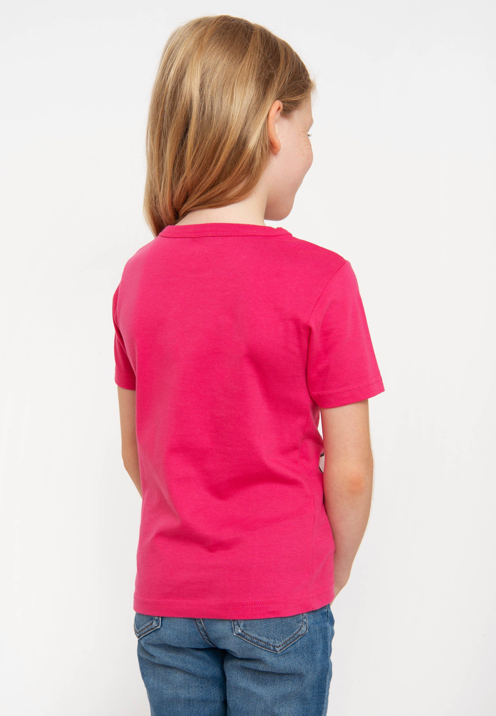 LOGOSHIRT Sesamstraße - rosa T-Shirt coolem Frontprint Krümelmonster mit