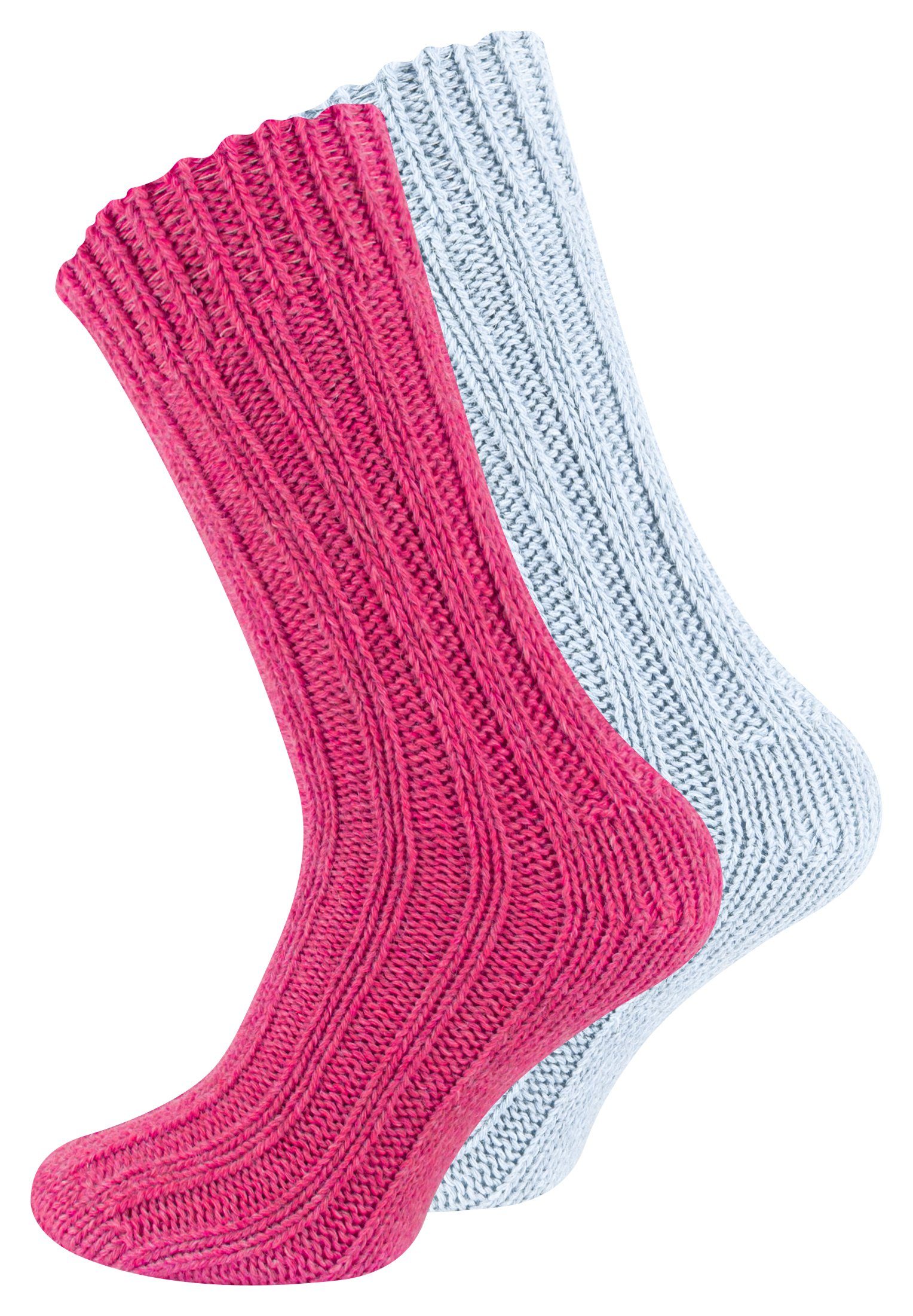 Socken (4-Paar) Alpakasocken und ökologisch Unisex Cotton vorgewaschen gefärbt Pink/Hellblau Prime®