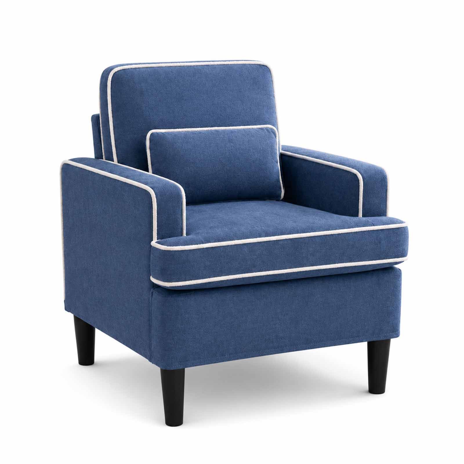VINGLI Sessel Cord/Leinen, gepolsterter Lesesessel, Einzelsessel, 73x75x80cm, bequemer Fernsehsessel für Wohnzimmer & Schlafzimmer, beige/grün/blau
