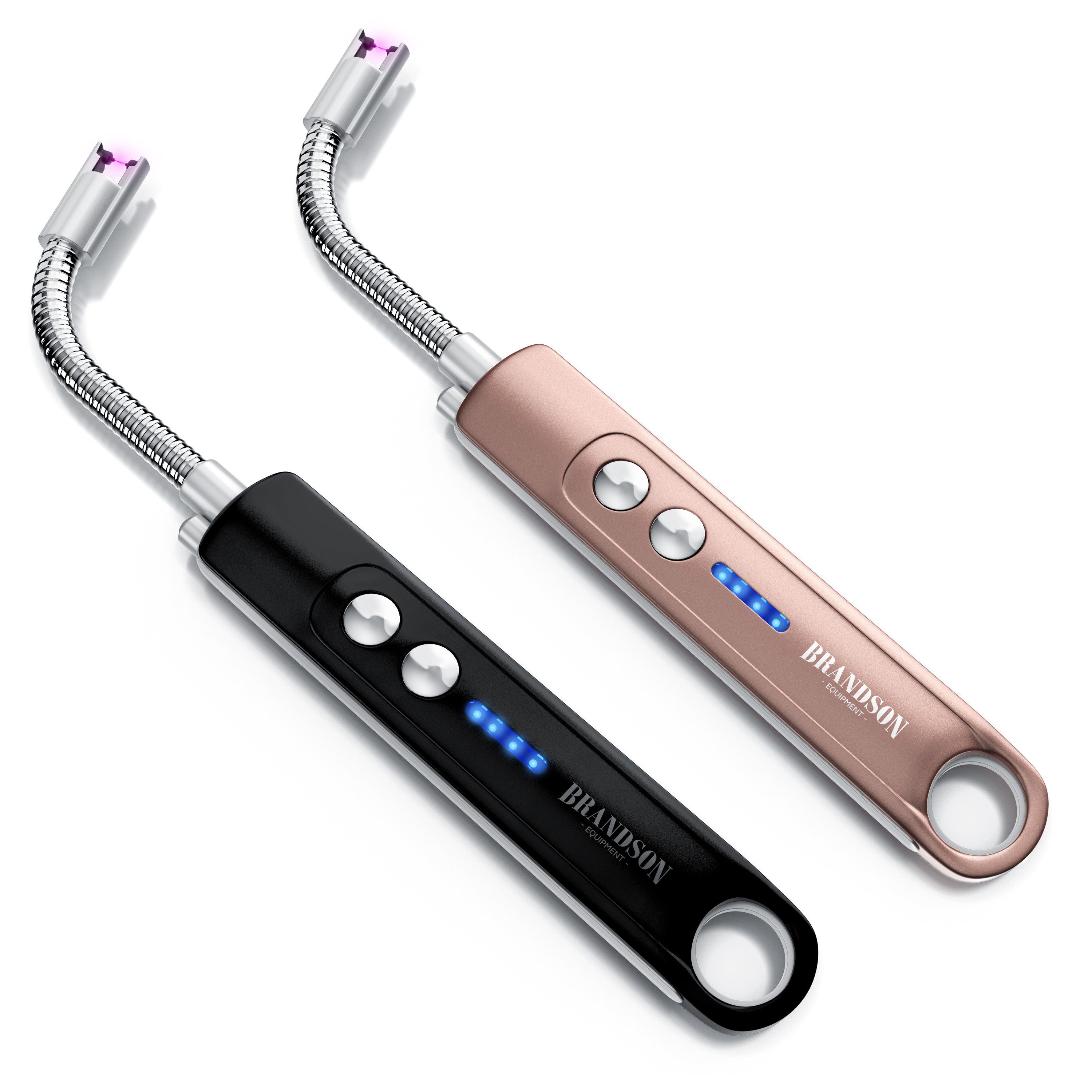 Brandson Feuerzeug elektrisch, Lichtbogen Stabfeuerzeug USB aufladbar (2-St), Kerzenanzünder für Küche, Kerzen, Gasherde, Grill, Kamin, flammenlos