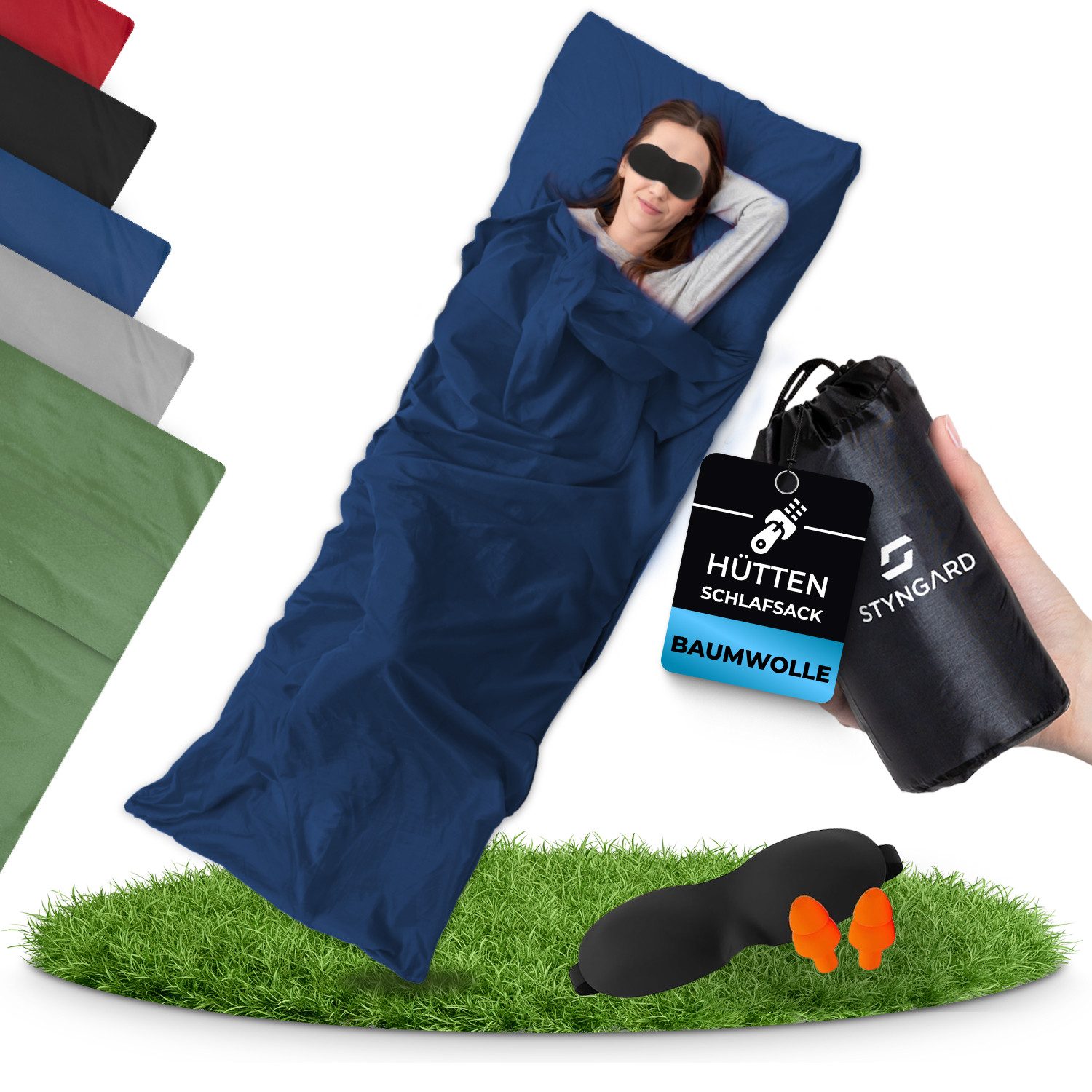 Styngard Schlafsackinlett 2in1 Hüttenschlafsack ultraleicht Mikrofaser [200g] - kleines Packmaß