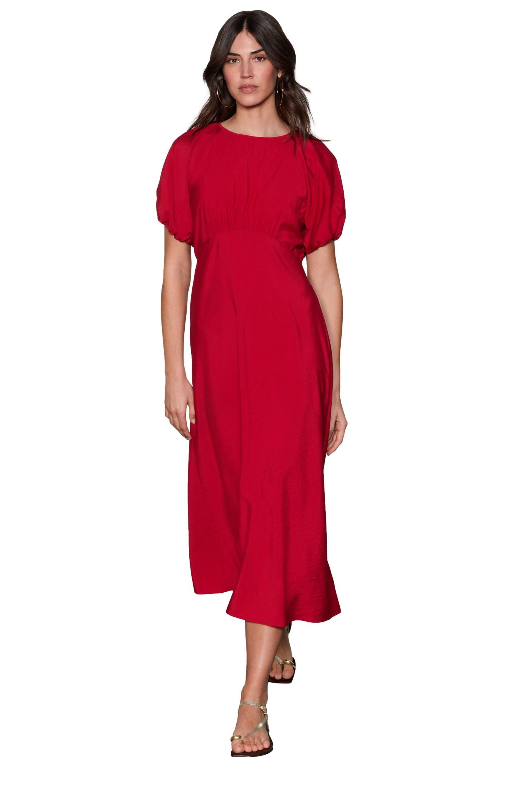 Next Midikleid Bedrucktes Midikleid mit Puffärmeln günstig online kaufen