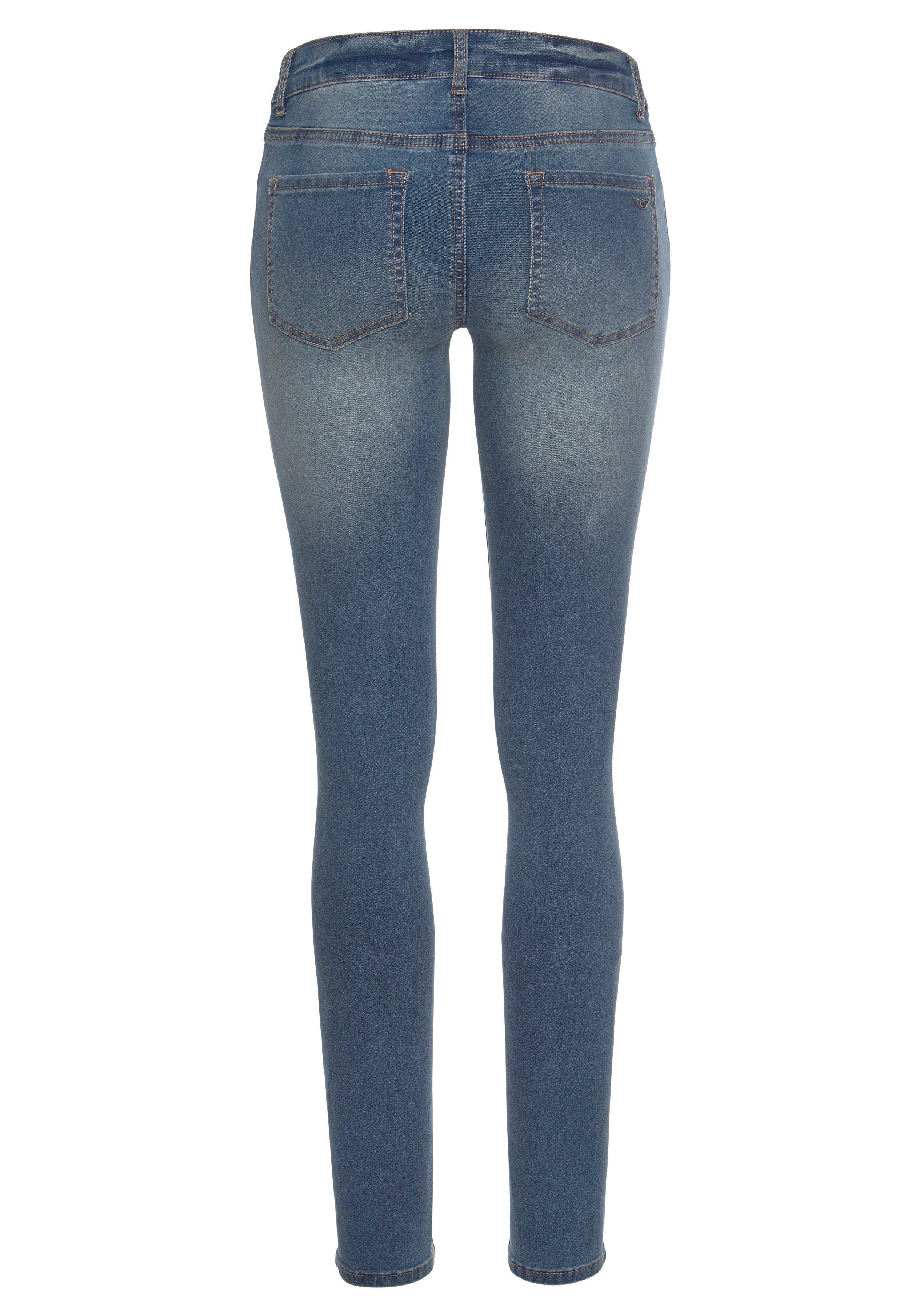 Skinny-fit-Jeans Stretch mit Low Stretch-Einsätzen Ultra seitlichen Bund Arizona am blue-used Waist