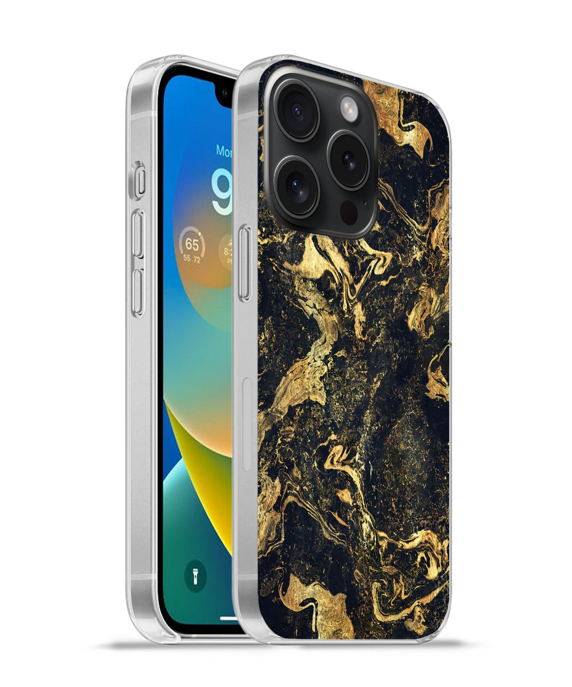 MuchoWow Handyhülle für Apple iPhone 15 Pro Marmor - Luxus - Gold, Smartphone-Bumper, Print, Handy Schutzhülle Dünn