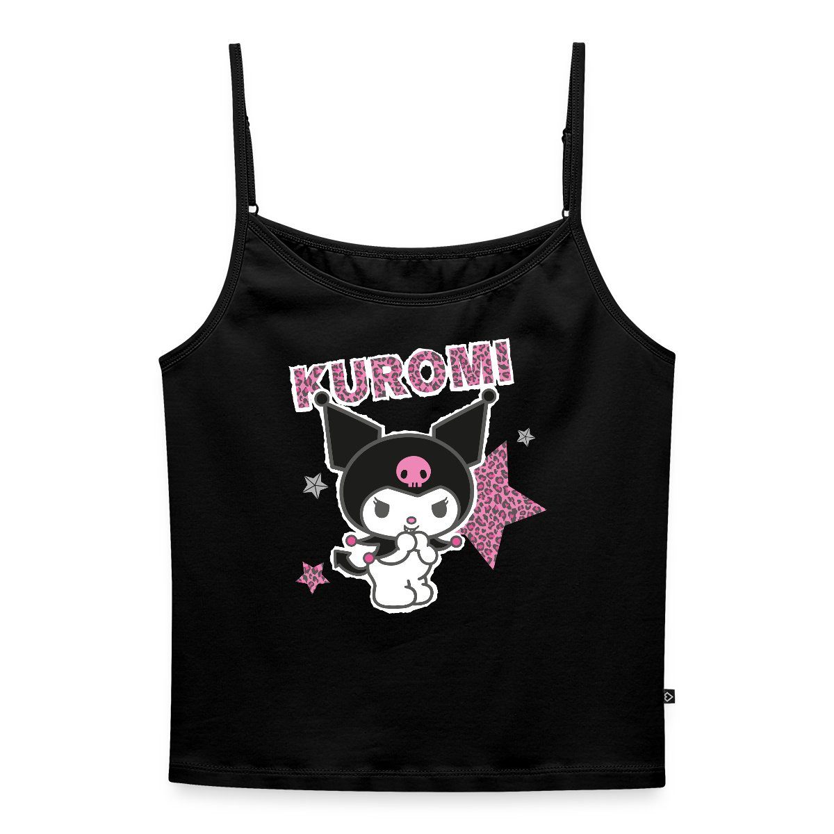Spreadshirt Spaghettitop Kuromi Mit Schriftzug Leo Stil Bio Spaghetti Top Damen (1-tlg)