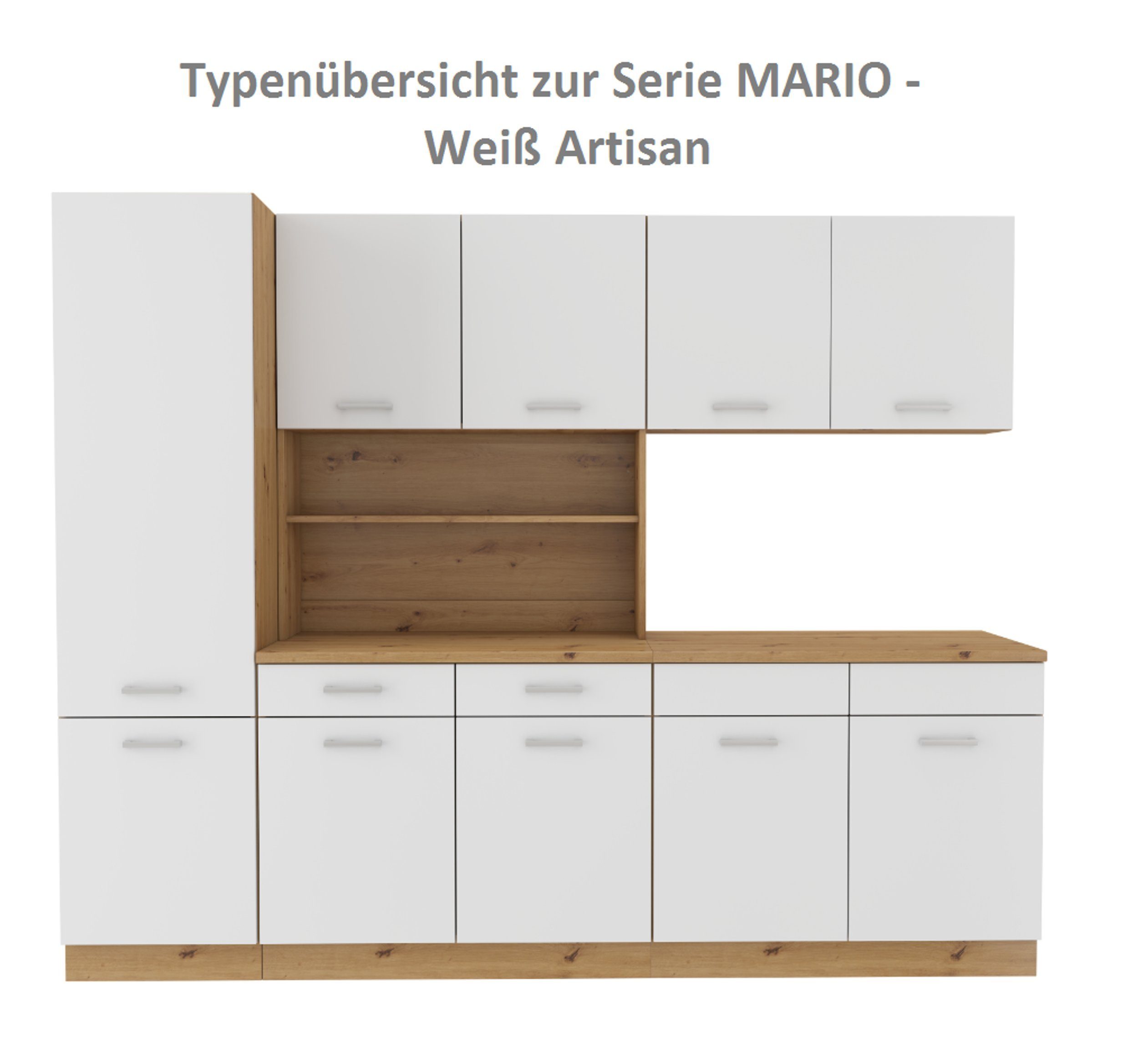 Hängeschrank Küchen-Preisbombe Küche Weiss cm Mario Buffet Eiche + Küchenzeile 100 Artisan Küchen