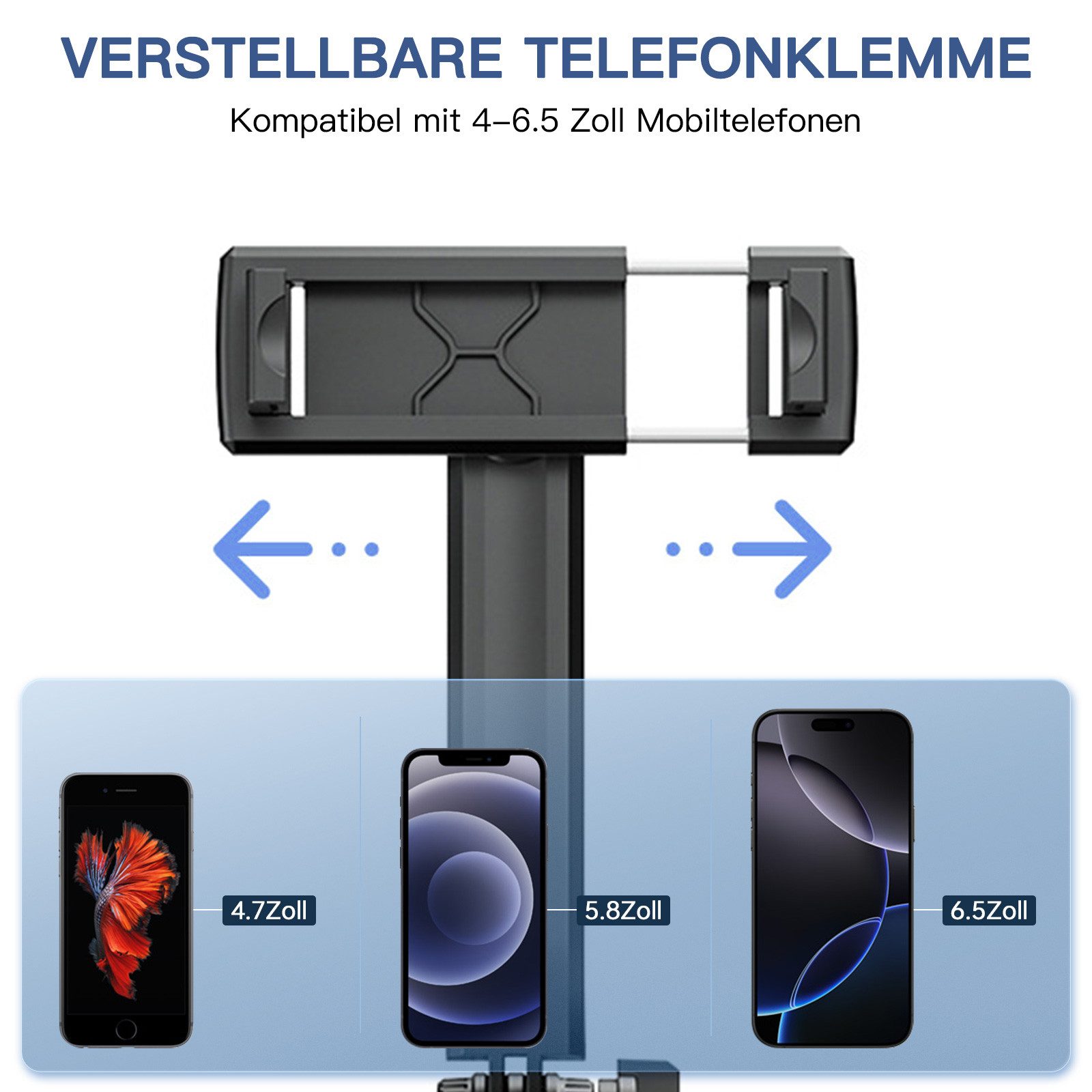 DESUO Selfie-Stick 170CM Bluetooth Selfie Stick Handy Stativ mit 2 Fülllicht für iPhone – Bild 4 von 5