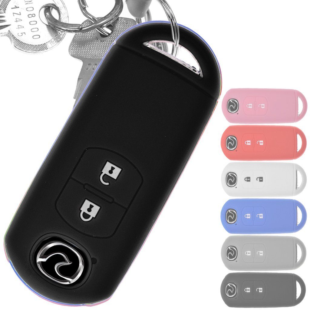 mt-key Schlüsseltasche Autoschlüssel Softcase Silikon Schutzhülle Schwarz, für Mazda 2 3 6 CX-3 CX-5 MX-5 2 Tasten 2 Tasten KEYLESS SMARTKEY