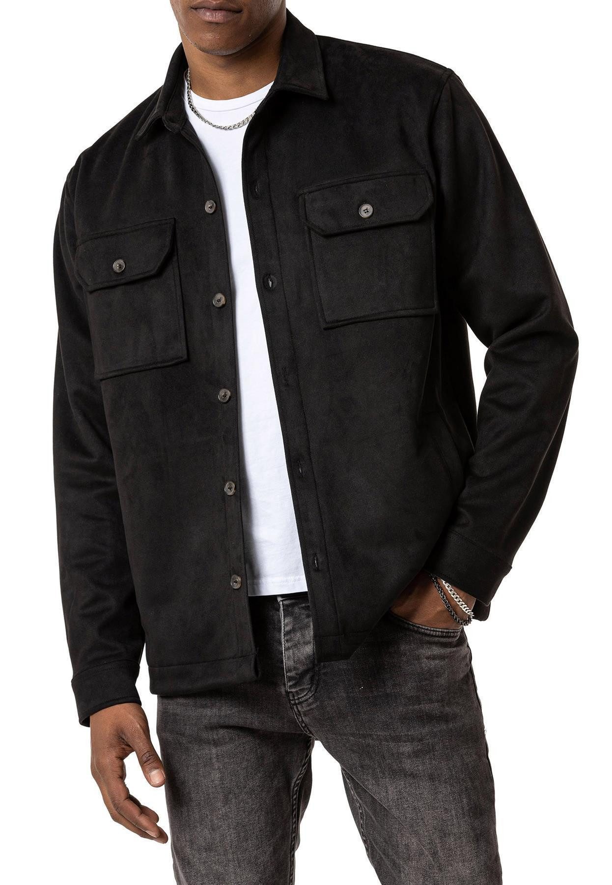 Hemdjacke Wildleder-Look mit Brusttaschen