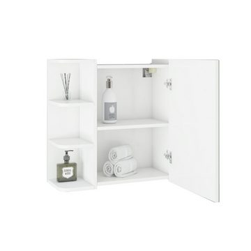 ML-DESIGN Badezimmerspiegelschrank Spiegelschrank Badschrank mit Spiegel Wandschrank Weiß 62x64x21cm mit Spiegel Tür und 5 Ablagen viel Stauraum MDF