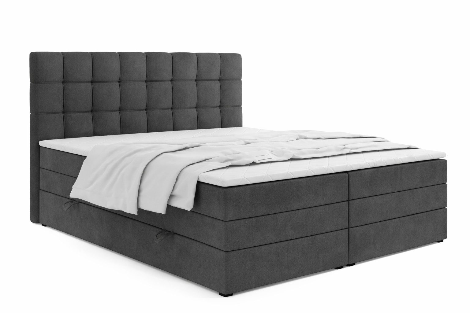 Labett Boxspringbett mit Bettkasten Doppelmatratze & Topper IGELLA KING 180x200 200x200 (Doppelbett, Bettkasten, Matratze, Topper), Bonellfederkern- und Taschenfederkernmatratze