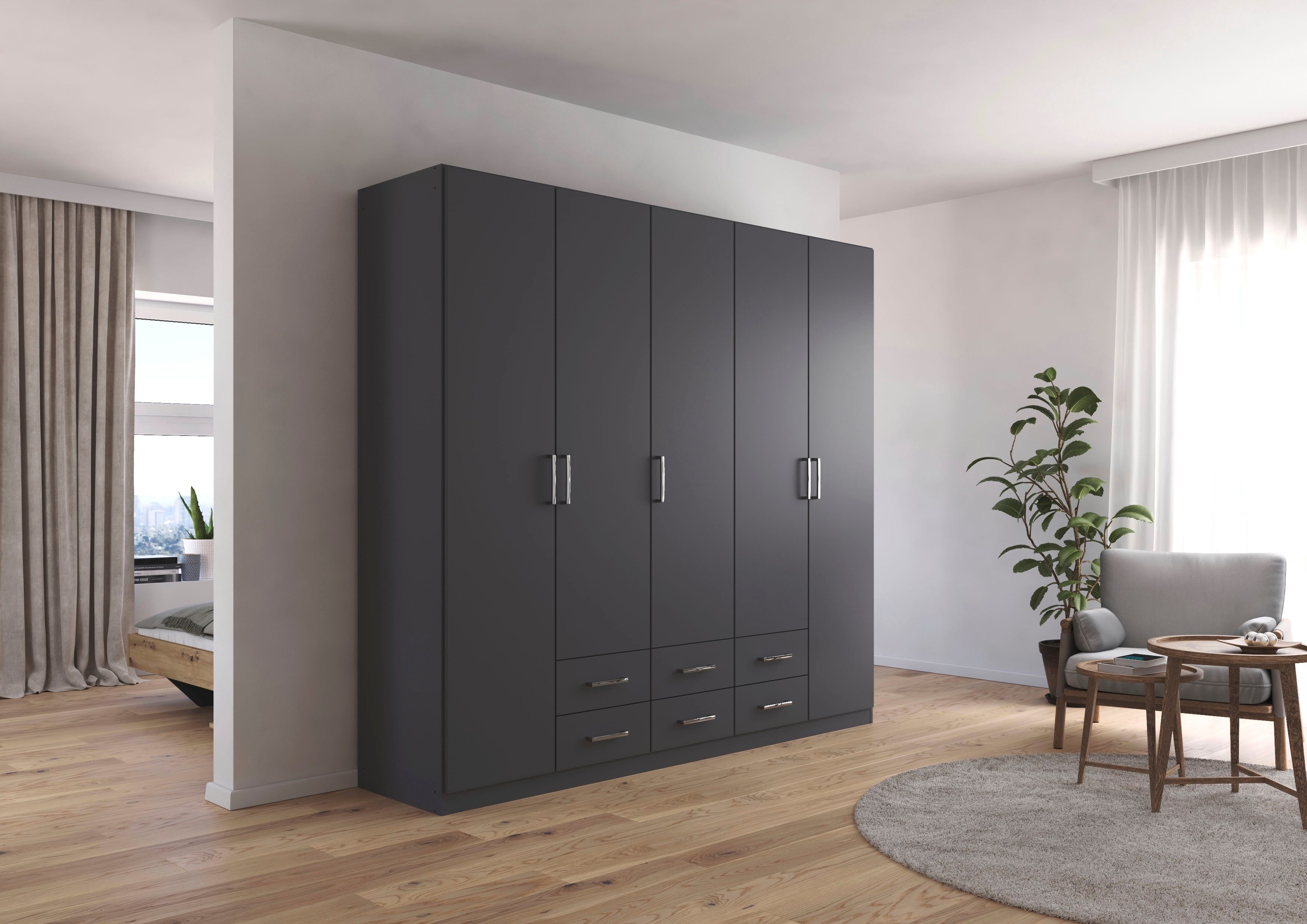 rauch Drehtürenschrank Kleiderschrank Garderobe GAMMA Breiten 91/136/181/226/271/315/360 cm (in 3 Ausstattungen BASIC/CLASSIC/PREMIUM (inkl. SOFT-CLOSE-Funktion) mit Schubladen, verschiedene Griff-Varianten TOPSELLER MADE IN GERMANY