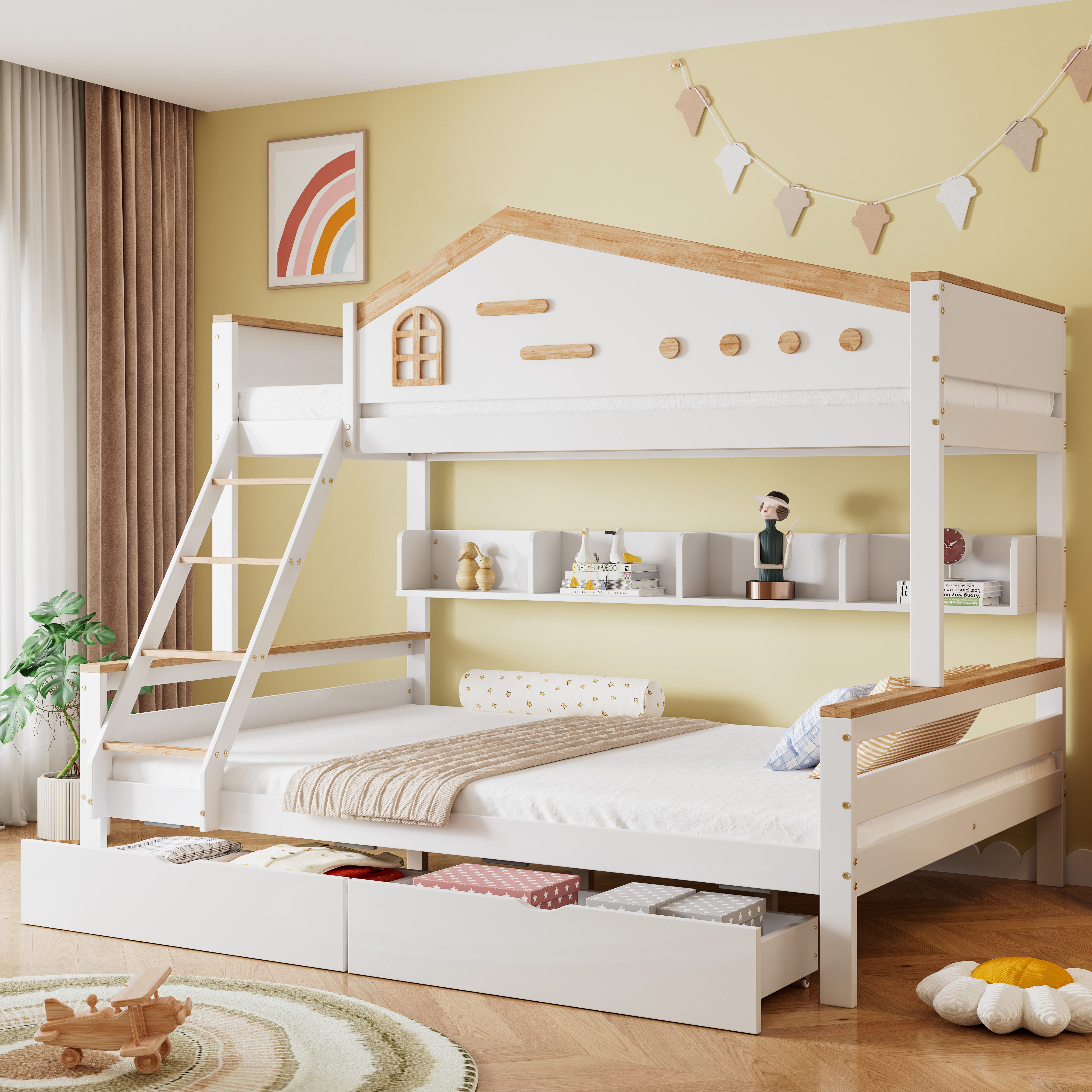 Flieks Etagenbett, Kinderbett 90x200cm+140x200cm mit 2 günstig online kaufen