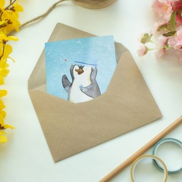 Mr. & Mrs. Panda Grußkarte Pinguin Duschen - Eisblau - Geschenk, baden, Klappkarte, Geburtstagsk, Einzigartige Motive