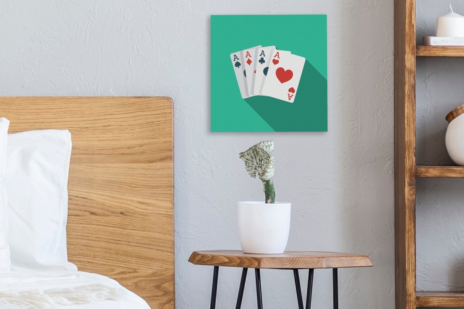 OneMillionCanvasses® Leinwandbild Illustration von vier für Leinwand St), Wohnzimmer Bilder Schlafzimmer Spielkarten, (1