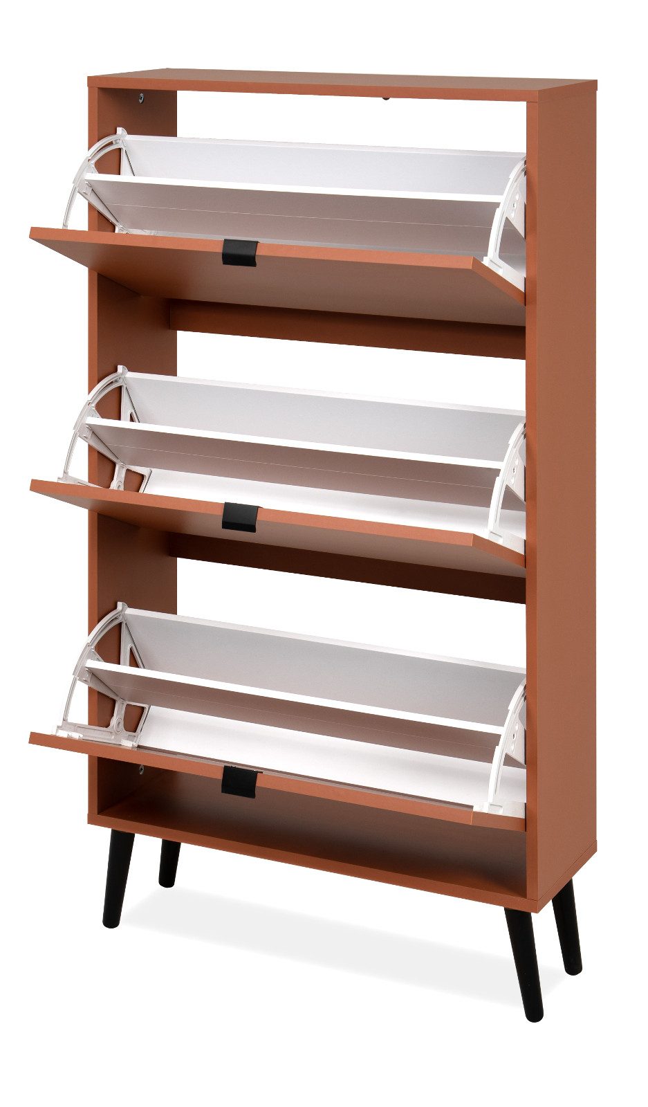 Furn.Design Schuhkipper Aldan (Schuhschrank in Terracotta, 70 x 125 cm), mit 3 Klappen / 6 Schuhfächer
