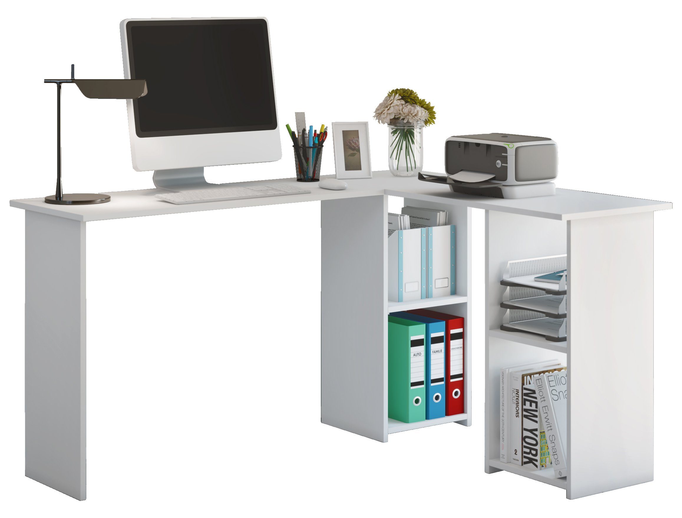 Schreibtisch Schreibtisch Holz Lusias Eckschreibtisch Weiß Bürotisch VCM