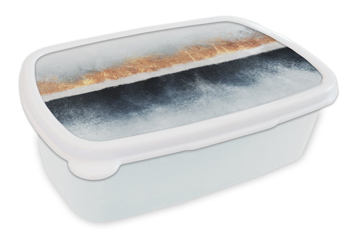 MuchoWow Lunchbox Gold - Abstrakt - Design, Kunststoff, (2-tlg), Brotbox für Kinder und Erwachsene, Brotdose, für Jungs und Mädchen weiß