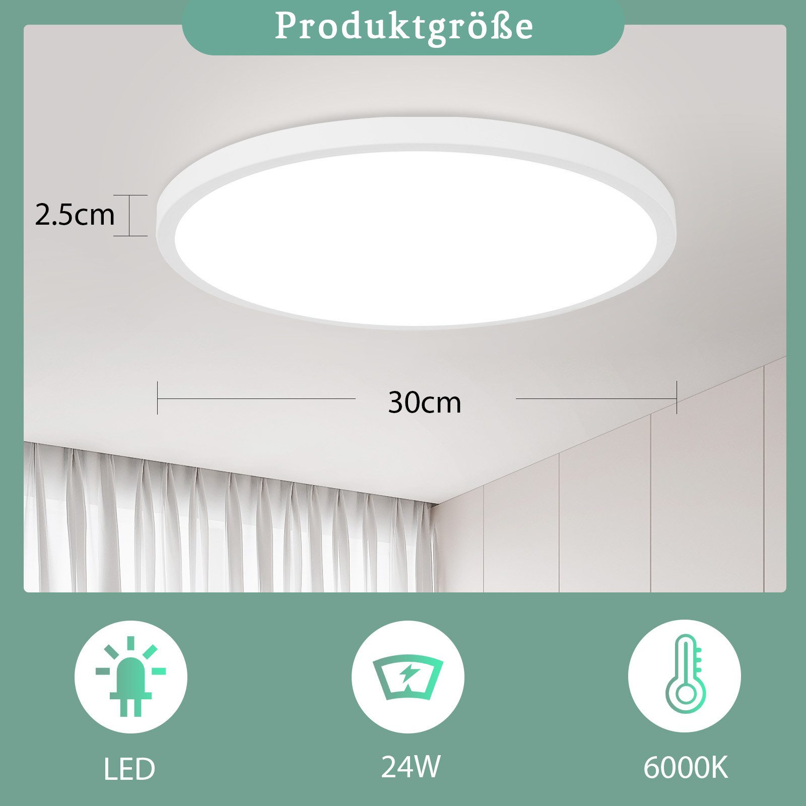 ZMH LED Deckenleuchte Schlafzimmer - Schlafzimmerlampe Flach zimmerlampe 60 günstig online kaufen