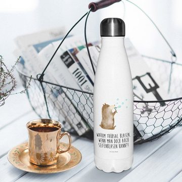Mr. & Mrs. Panda Thermoflasche Bär Seifenblasen - Weiß - Geschenk, Trinkflasche, Thermos, Thermoflas, Einzigartige Geschenkidee