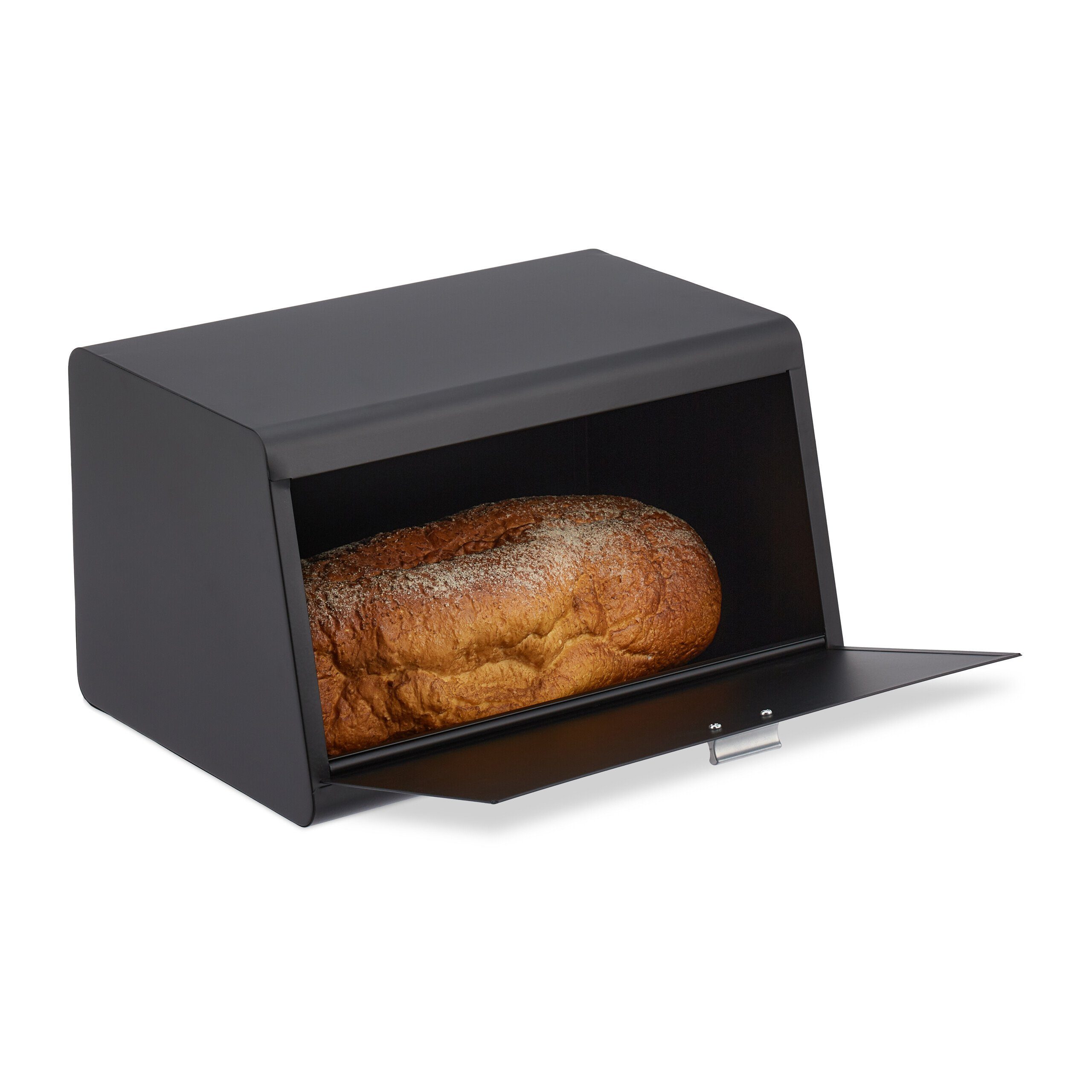 relaxdays Brotkasten Edelstahl, Edelstahl, (1-tlg), schwarz