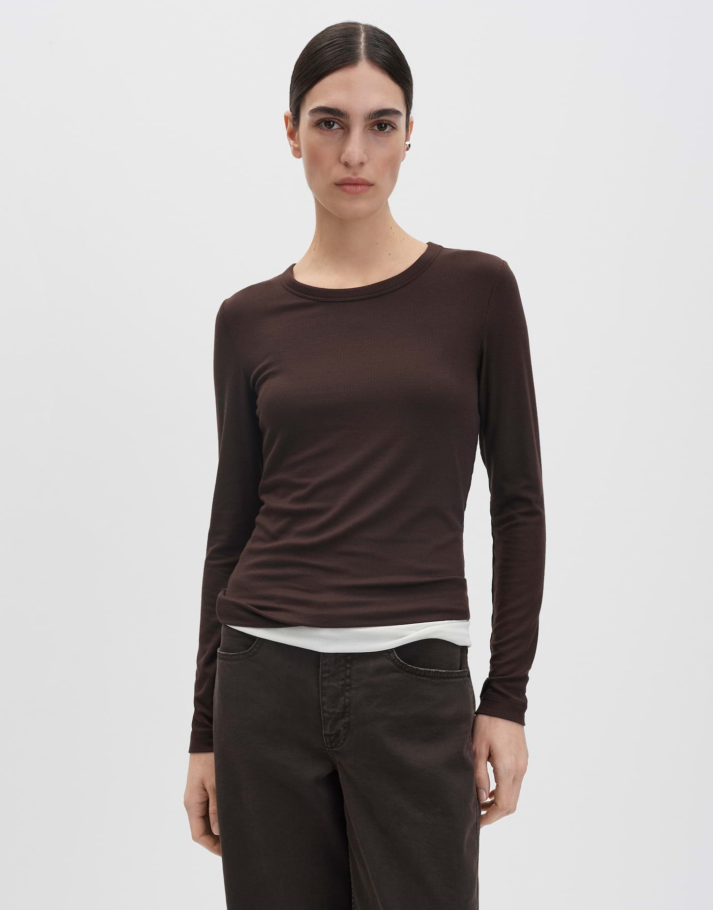 Longsleeve KORELL Slim mit feiner Rippstruktur