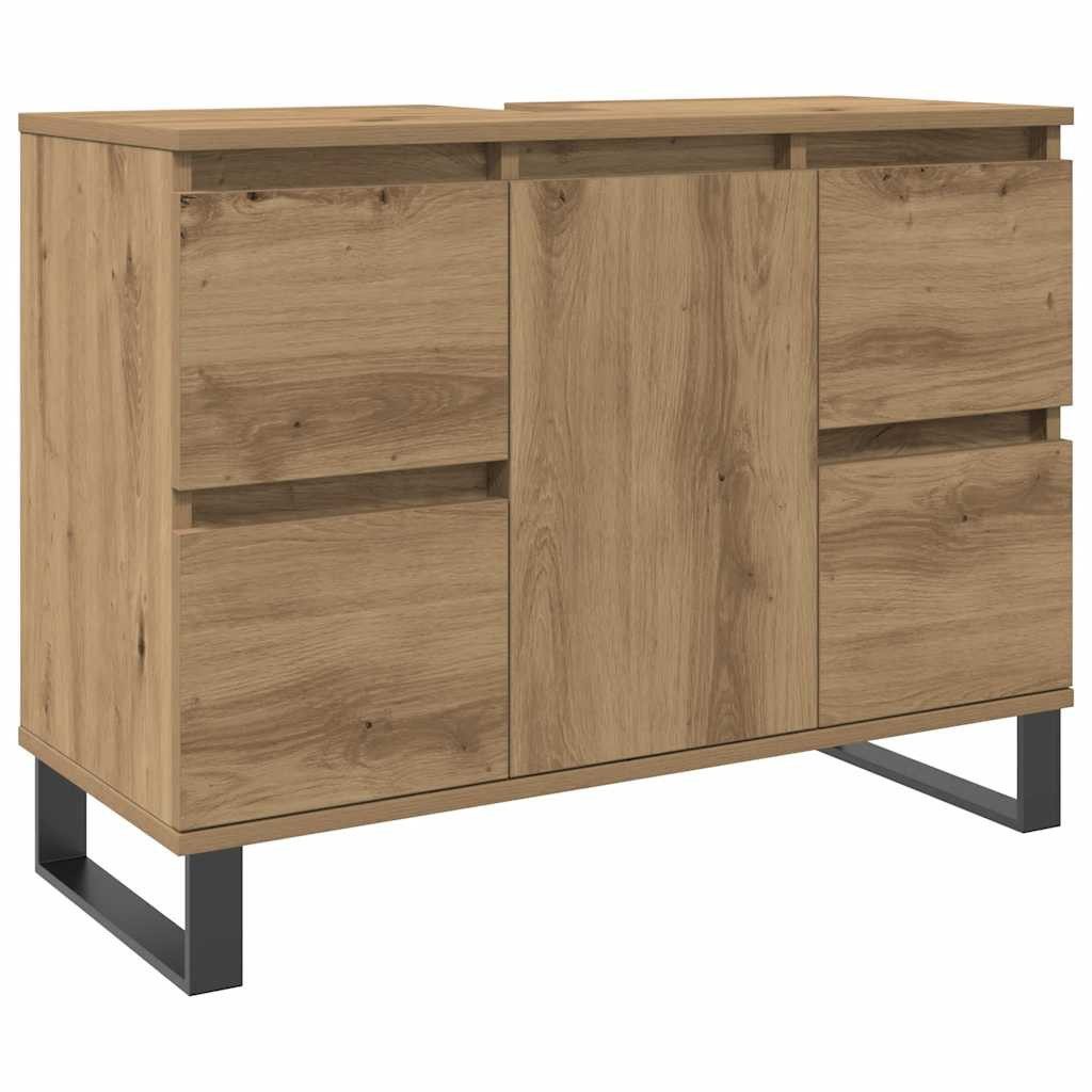 vidaXL Badezimmerspiegelschrank Waschbeckenunterschrank Artisan-Eiche 80x33x60 cm Holzwerkstoff (1-St)