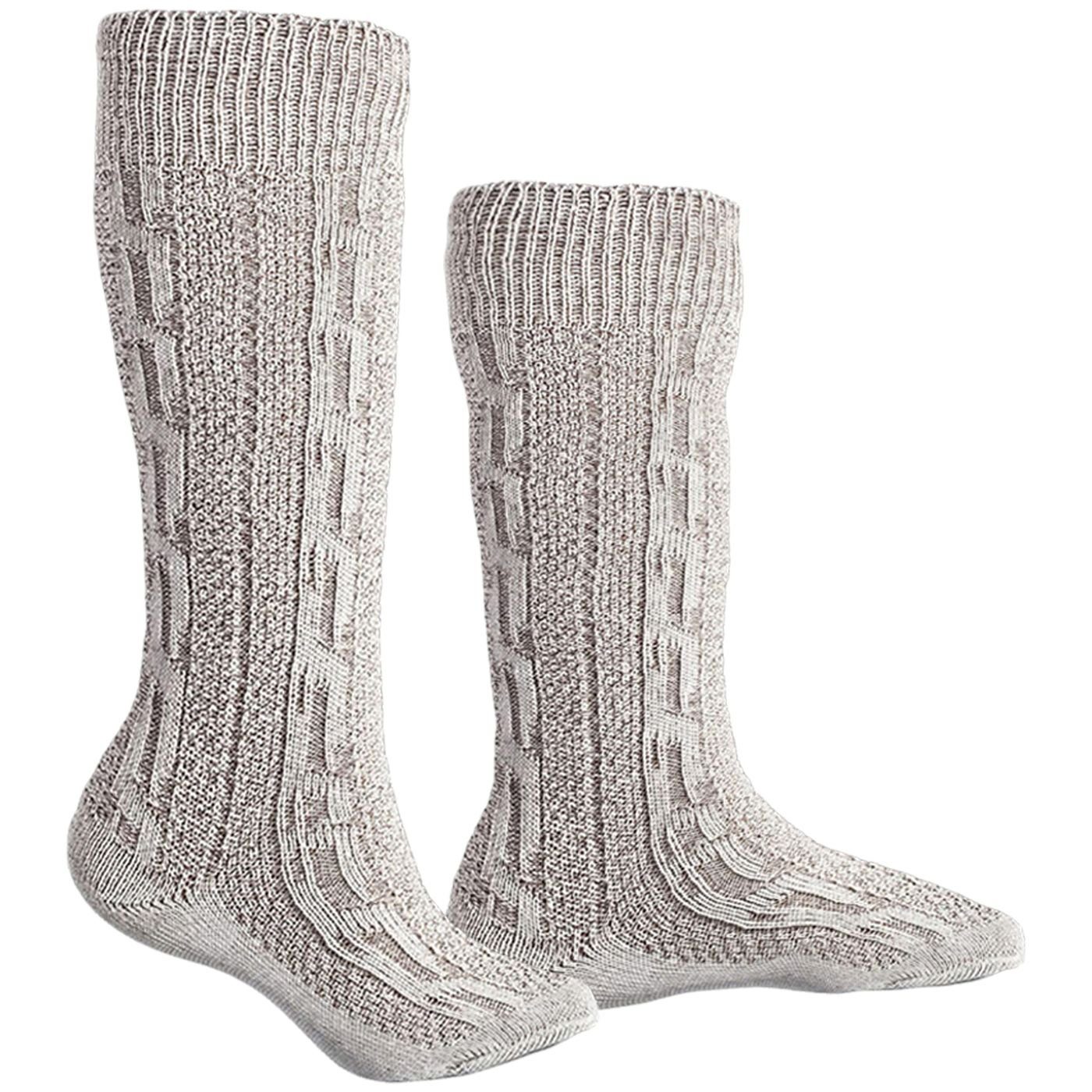 Trachtensocken Trachtenstrümpfe (1-Paar) Zopfmuster GW200 Trachtensocken German 40cm Meliert Paar Meliert Wear