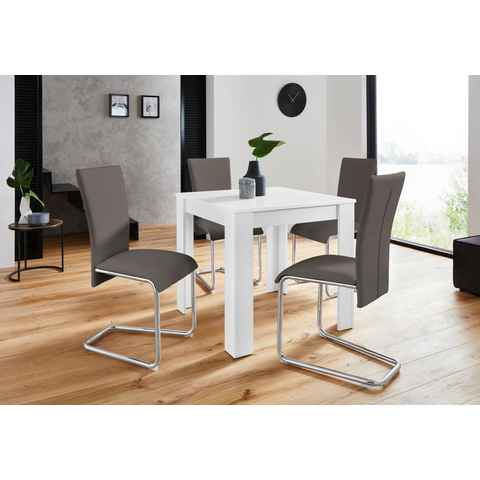 Homexperts Essgruppe Nick1-Mulan, (Set, 5-tlg), mit 4 Stühlen, Tisch in weiß, Breite 80 cm