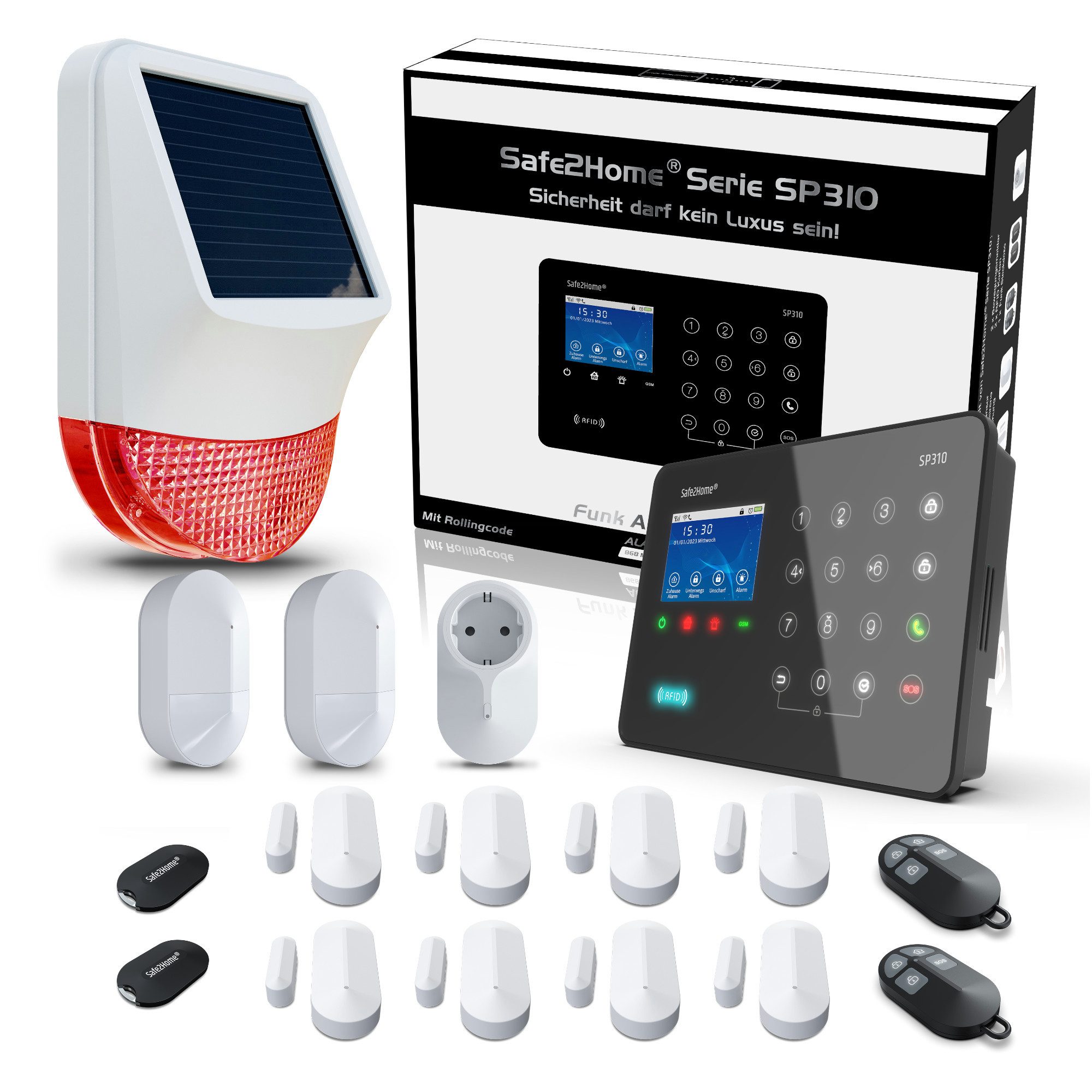 Safe2Home Safe2Home Profi Serie SP310 - Großes Set Alarmanlage Alarmanlage (mit wechselnder Frequenz und Rolling Code - Sabotageschutz - 868 Mhz)