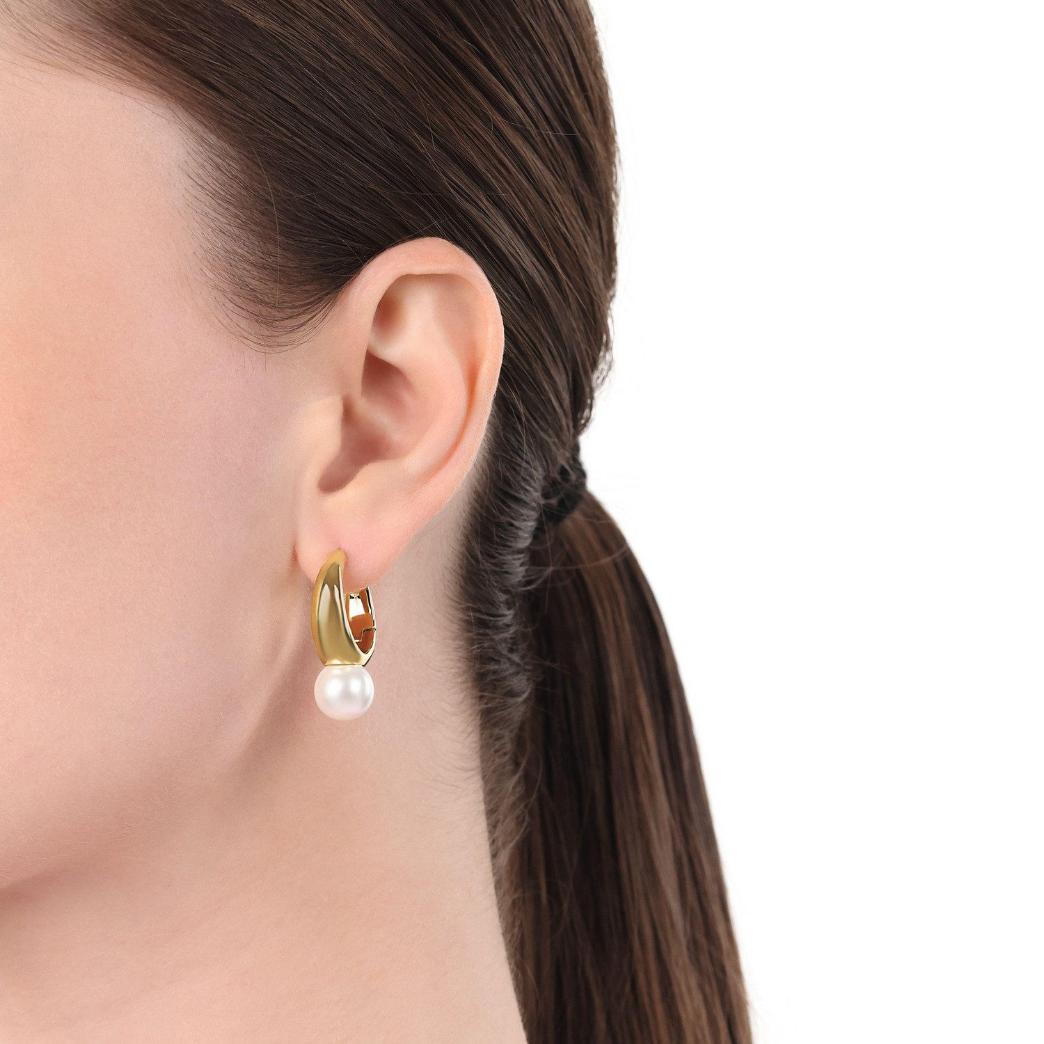 Amor Paar Creolen Schmuck Geschenk, Perle, mit Muschelkernperle