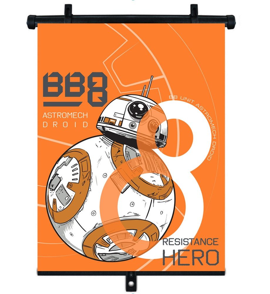 Seven Polska Autosonnenschutz STAR WARS BB8 Rollo, ausziehbarer Schattenspender, 1 Stück, 36 x 45 cm
