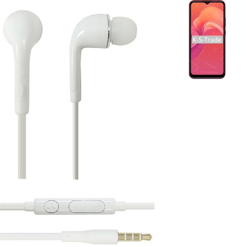 K-S-Trade für Doogee X96 In-Ear-Kopfhörer (Kopfhörer Headset mit Mikrofon u Lautstärkeregler weiß 3,5mm)