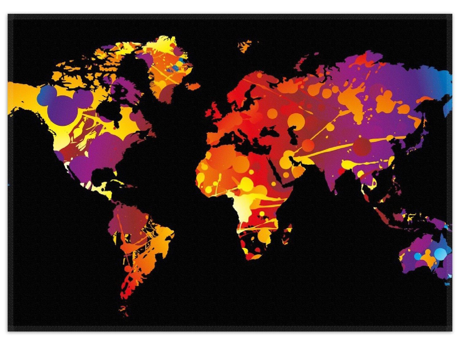Wallario Teppich Weltkarte aus bunten Farbspritzern, rechteckig, rutschfest