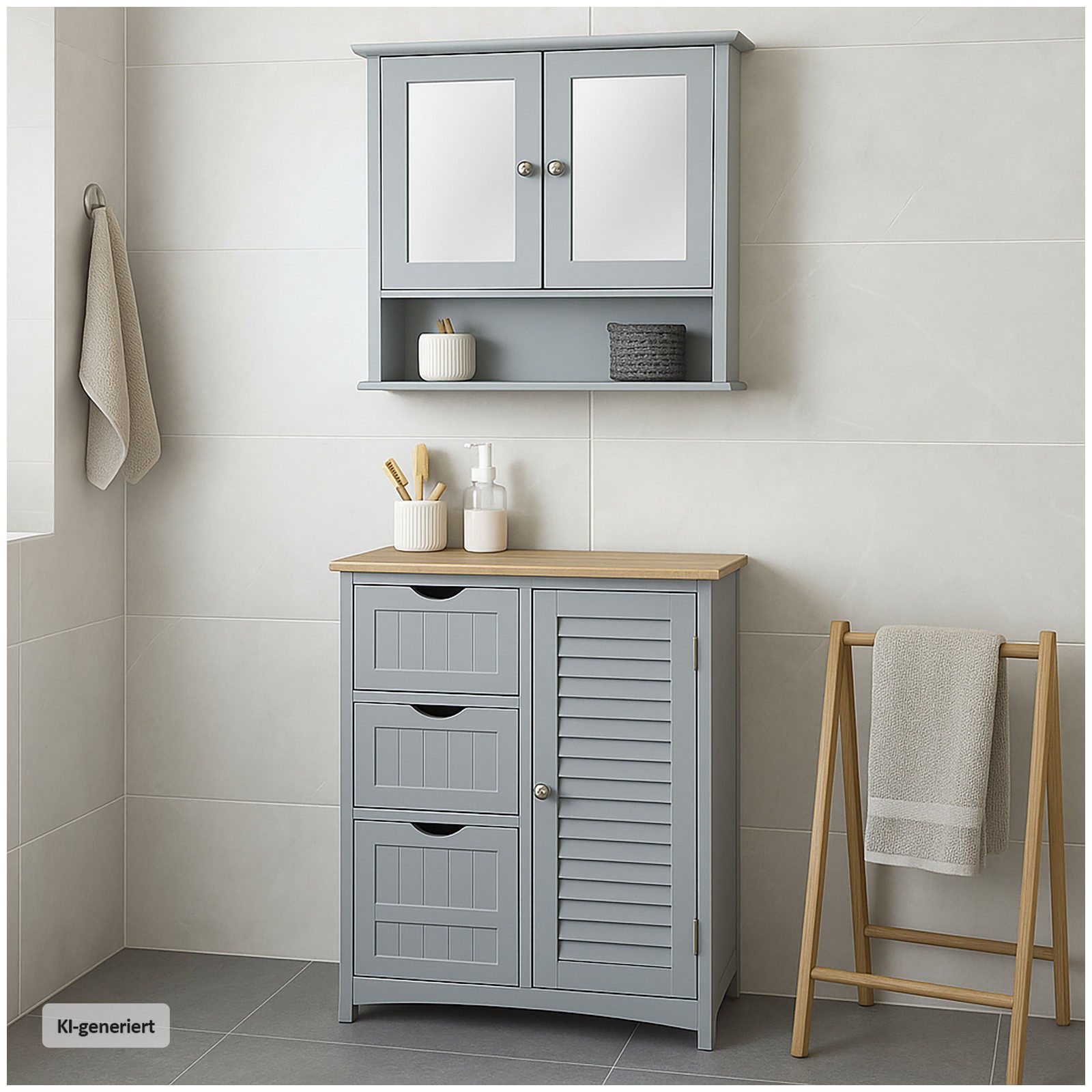 HTI-Living Spiegelschrank Badezimmerschrank mit Spiegel Türen (Stück, 1 Spiegelschrank) Spiegel Wandspiegel Badspiegel Badschrank