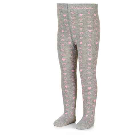 Sterntaler® Strumpfhose Strumpfhose Herzen 100 DEN (1 St) Strumpfhose Herzen - Winterstrumpfhose Weiß Grau - Babystrumpfhose, Strumpfhose Herz - Kinderstrumpfhose mit Herz-Motiven - gemustert Winter Strumpfhosen mit Vollplüsch - Winter-Strumpfhose