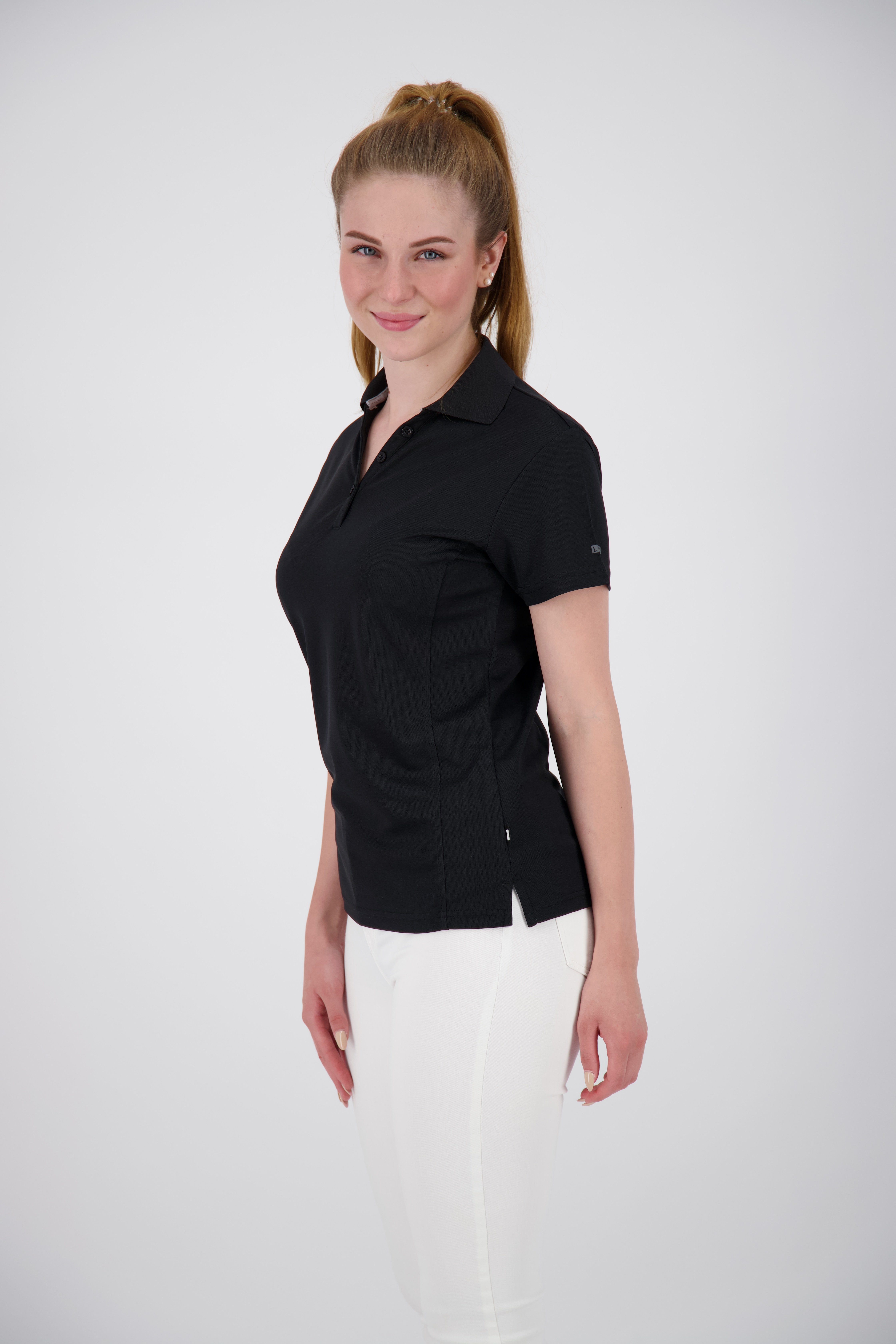 DEPROC Active Poloshirt Recycling aus 100% Kunstfaser black WOMEN HEDLEY NEW 3F-Funktions-Piqué II