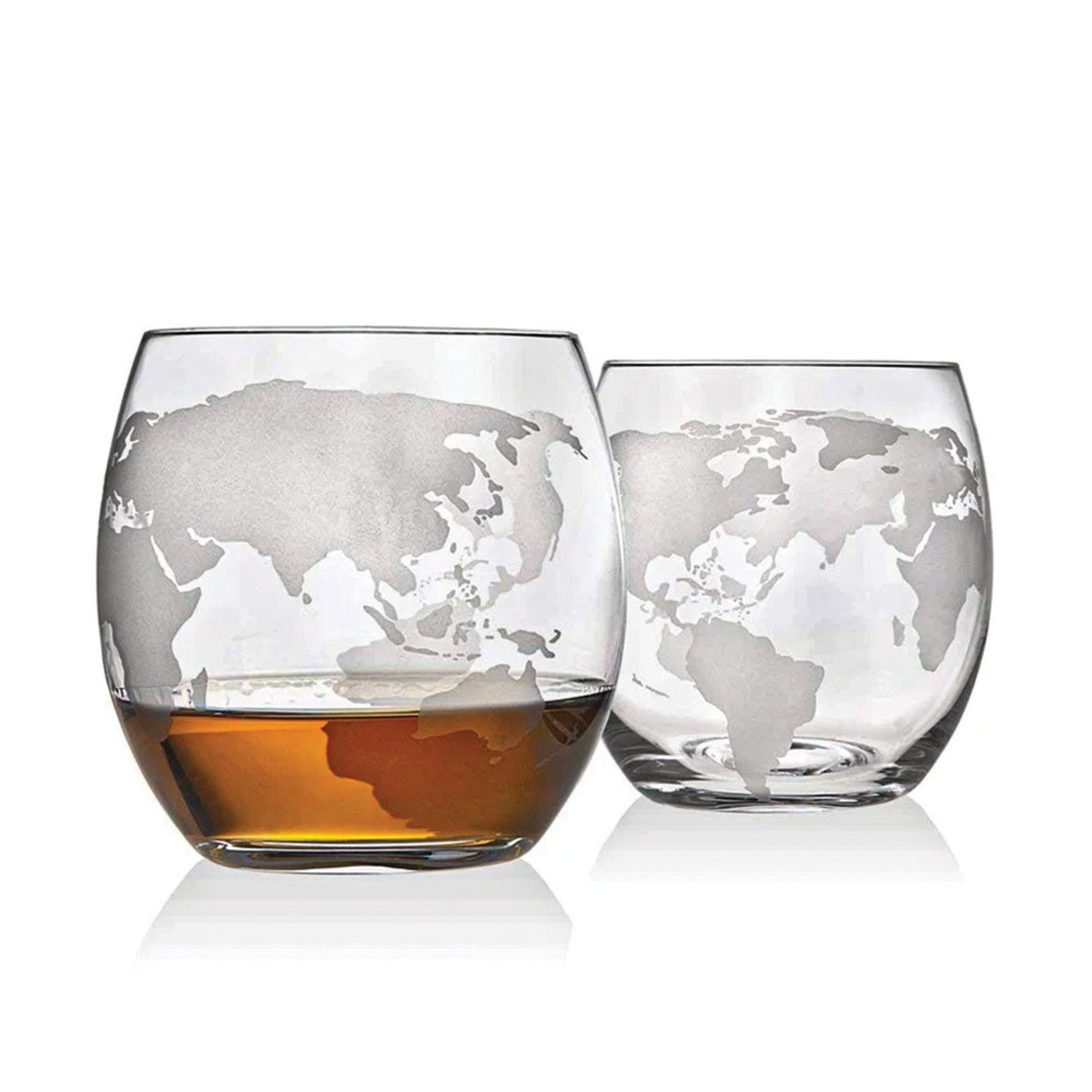 Mikamax Dekanter Weltkugel Whiskey Dekanter mit zwei Gläsern